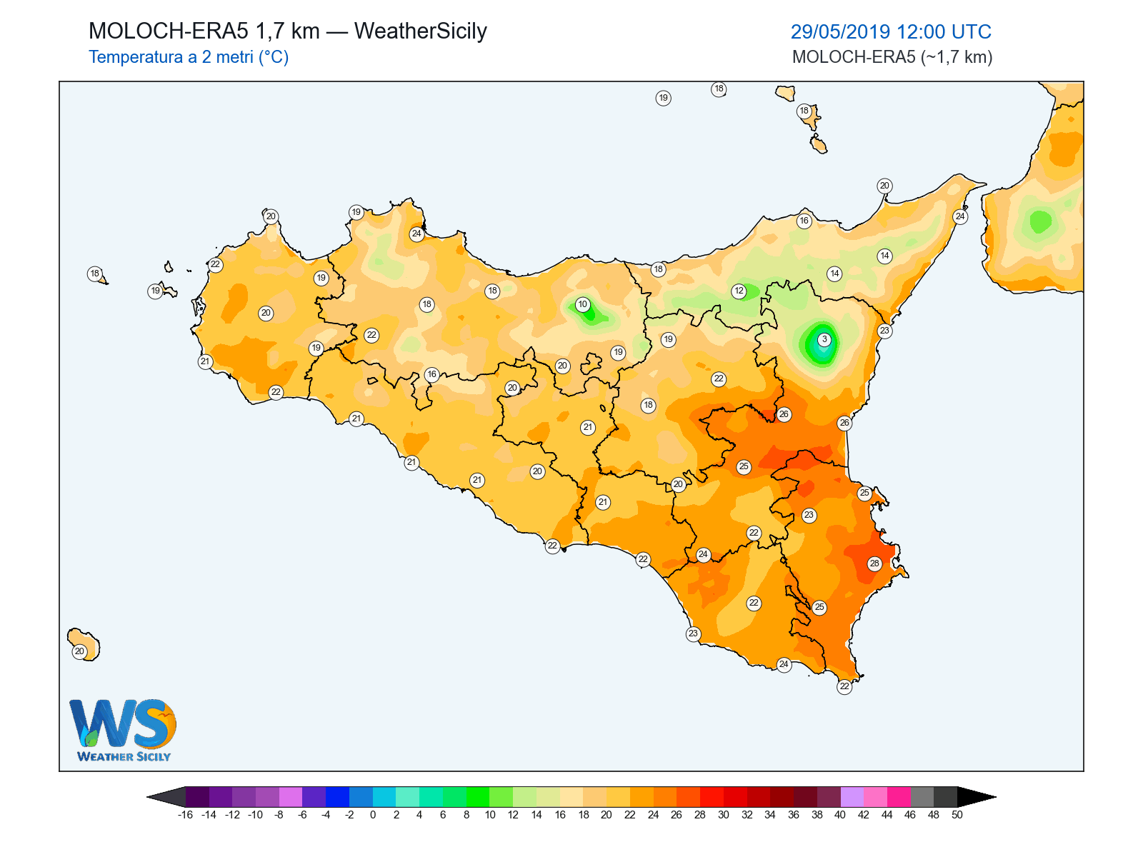 Temperatura a 2 metri · 2019052912