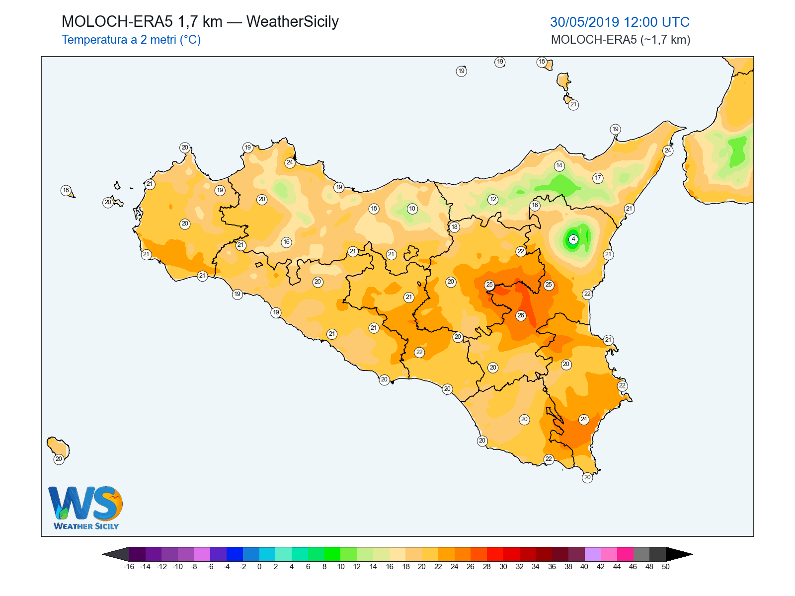 Temperatura a 2 metri · 2019053012