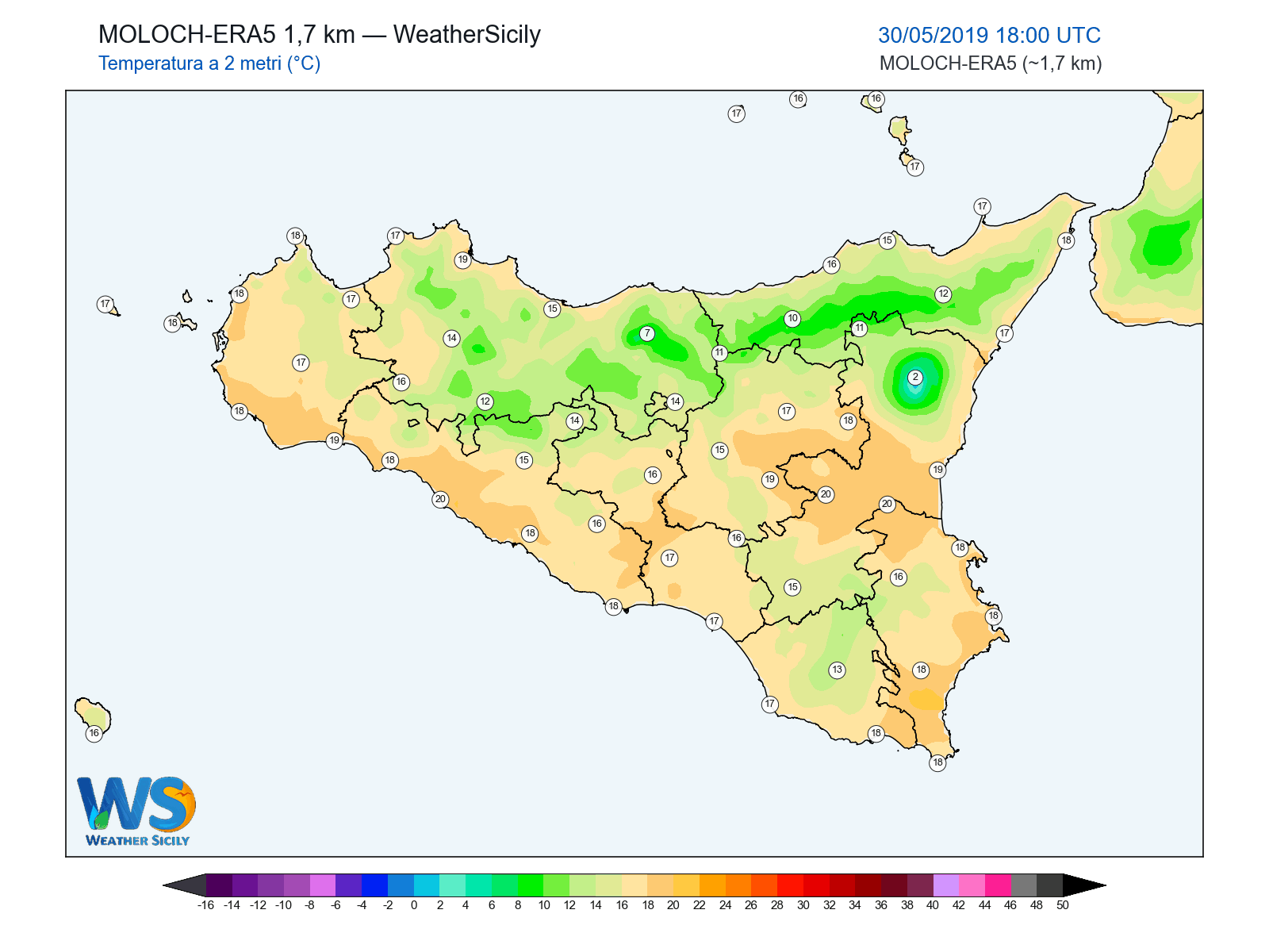 Temperatura a 2 metri · 2019053018