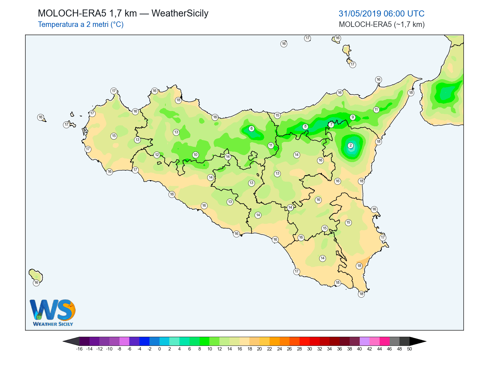 Temperatura a 2 metri · 2019053106