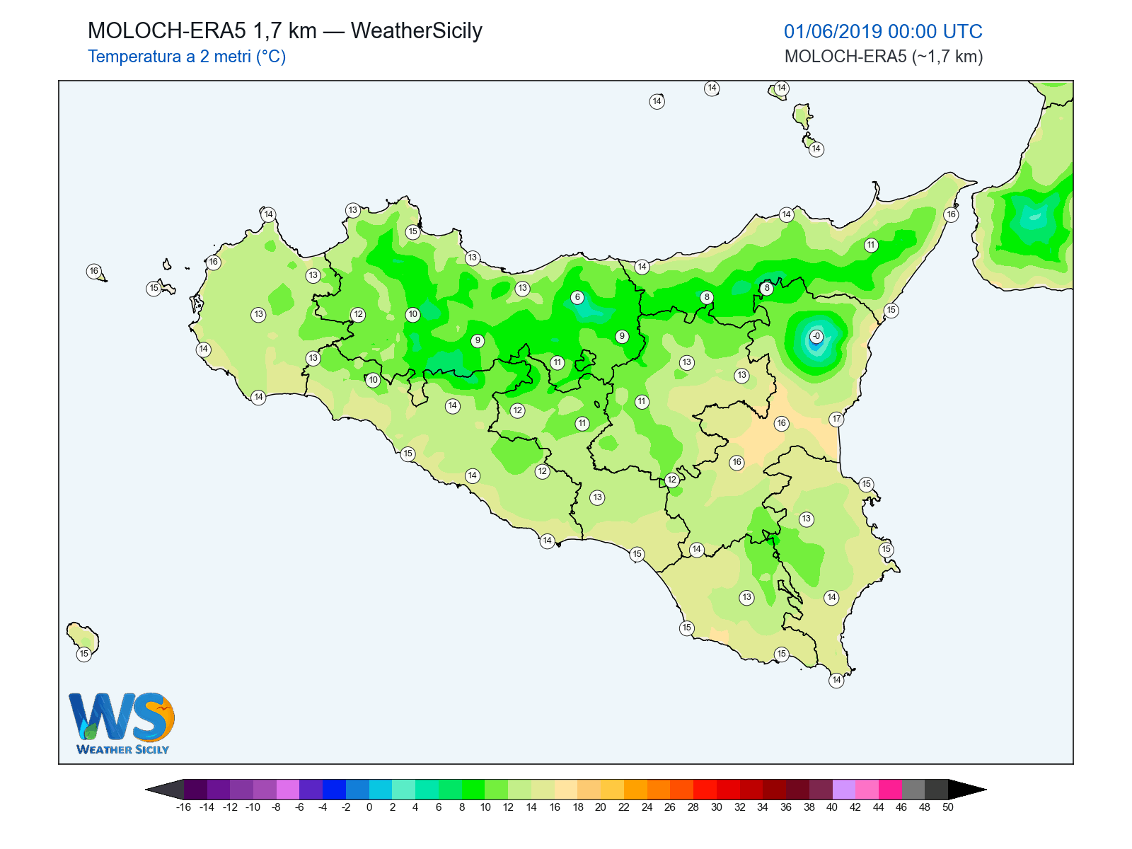 Temperatura a 2 metri · 2019060100