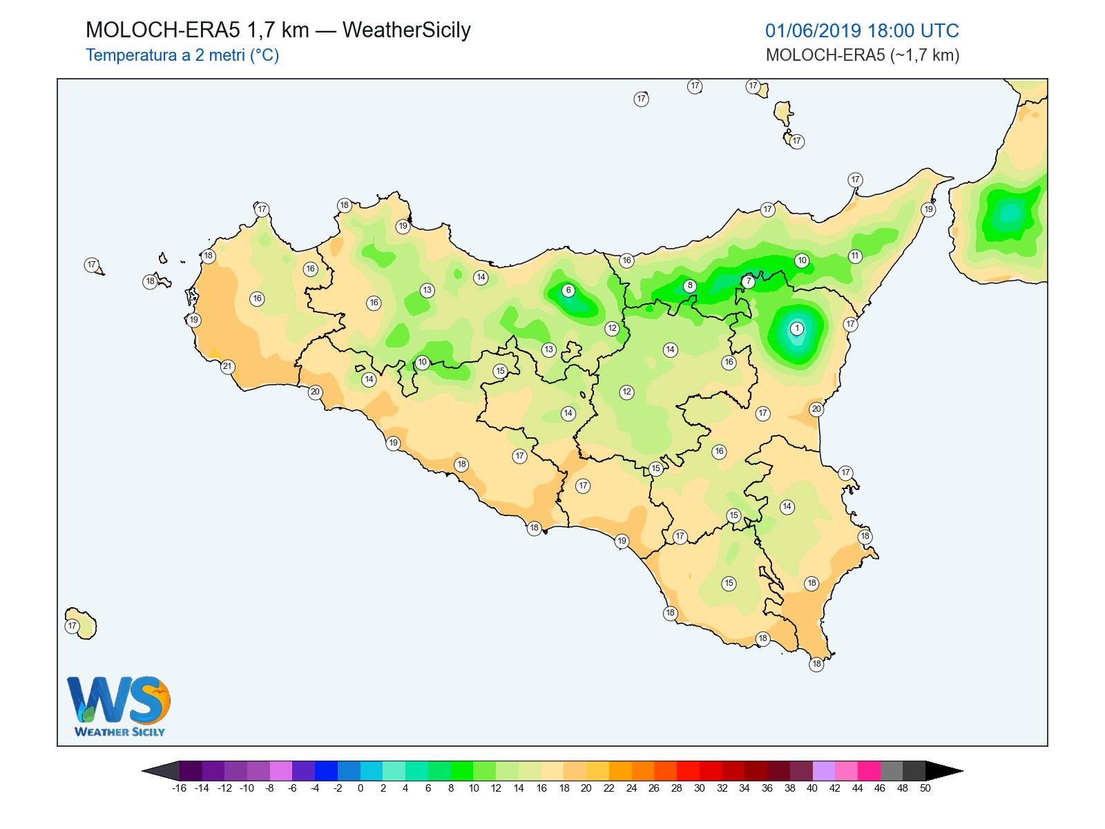 Temperatura a 2 metri · 2019060118