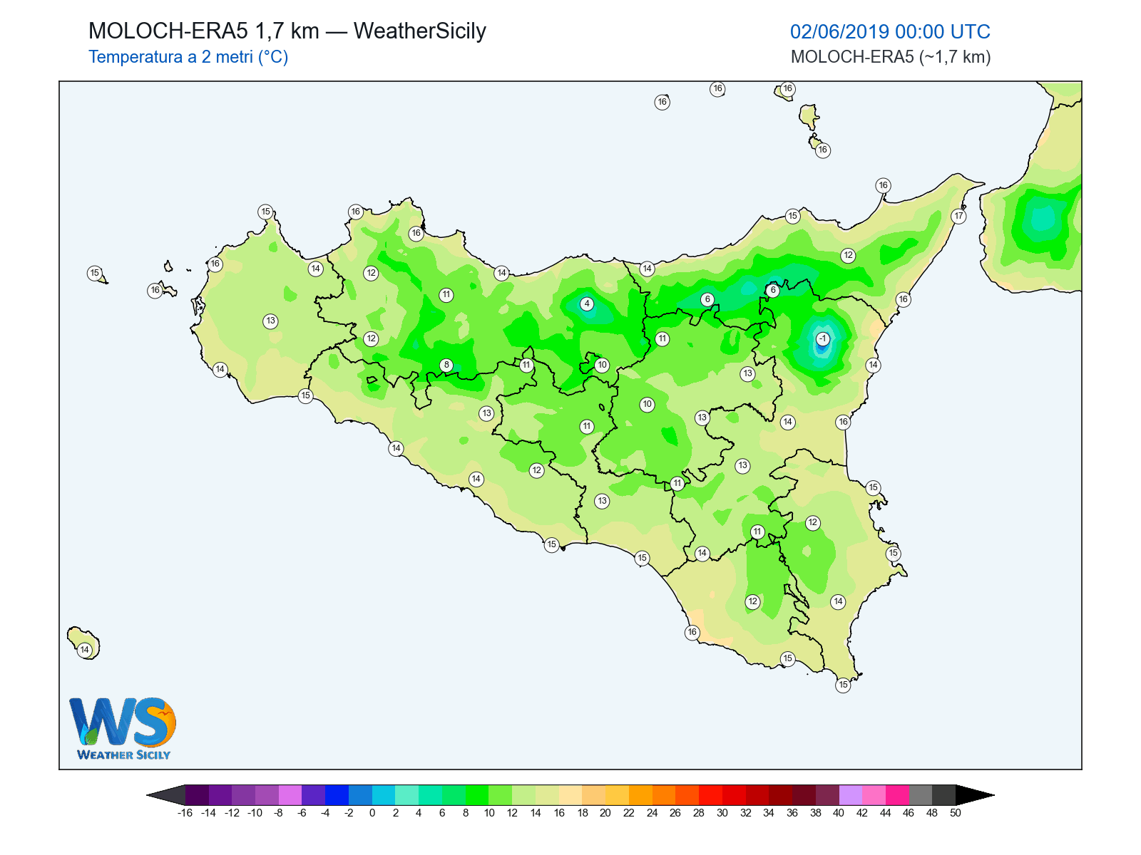 Temperatura a 2 metri · 2019060200
