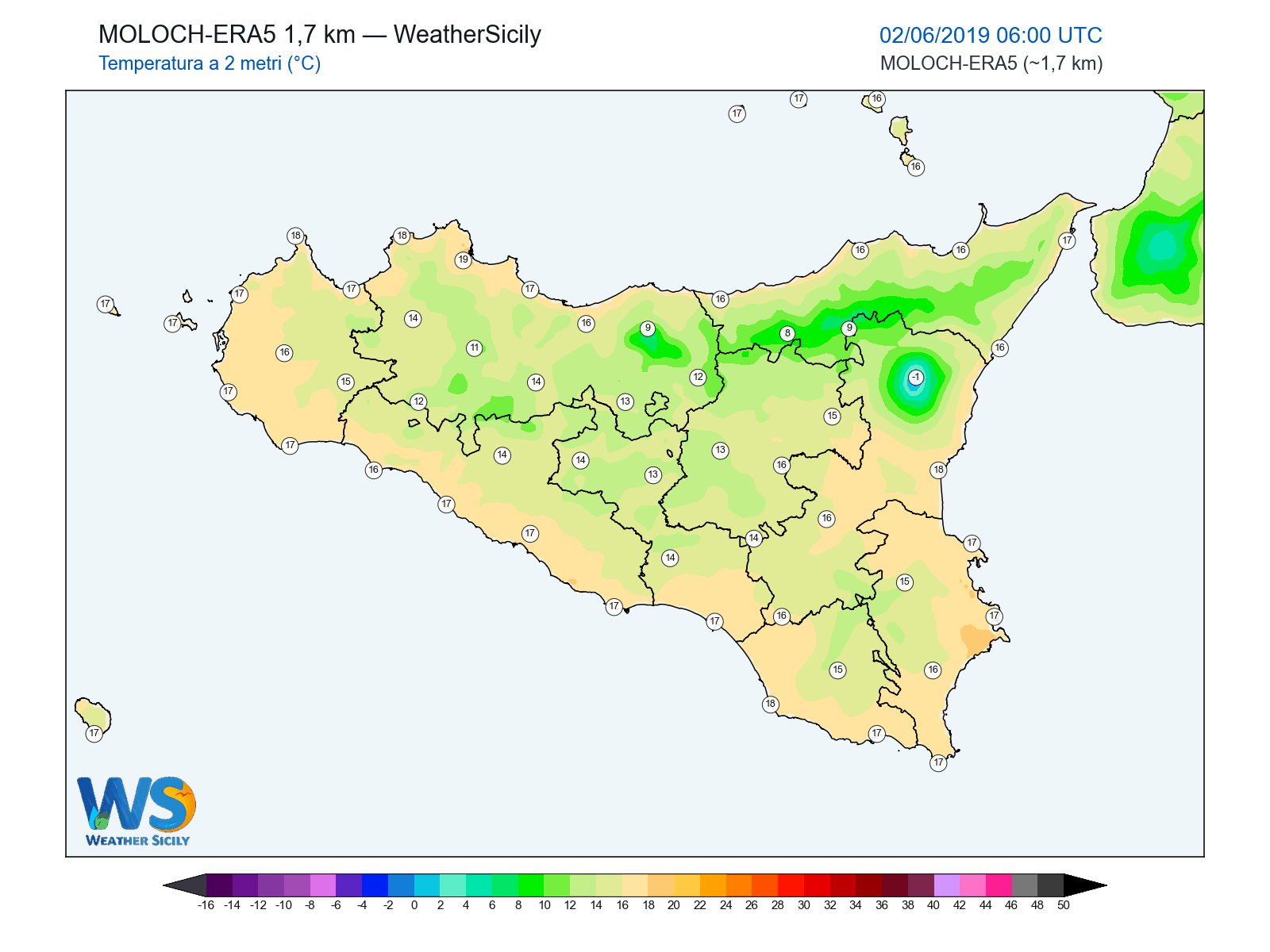 Temperatura a 2 metri · 2019060206
