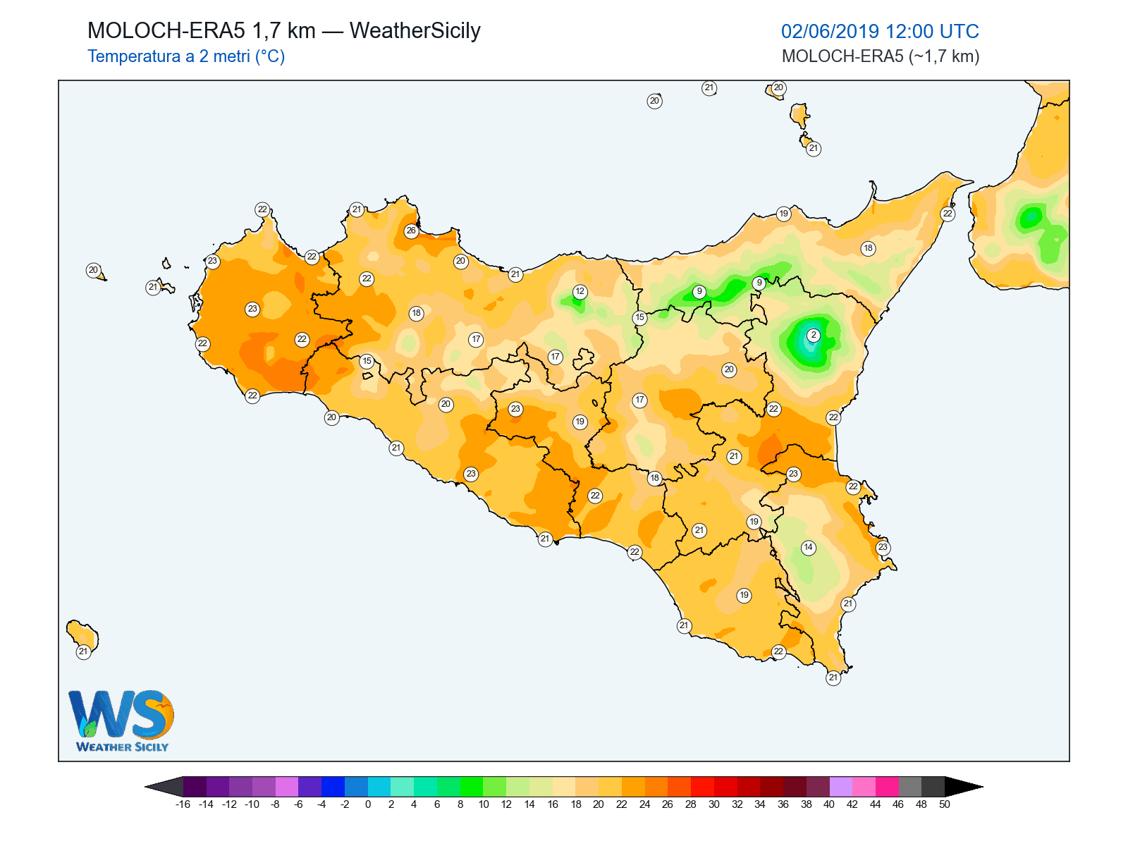 Temperatura a 2 metri · 2019060212