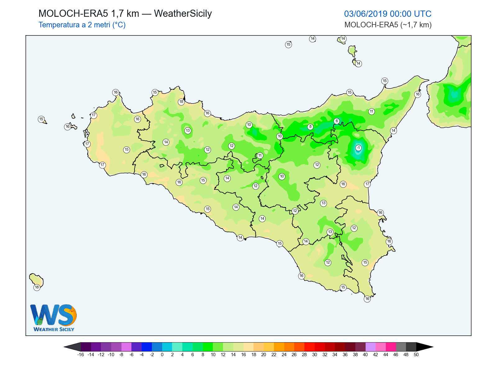 Temperatura a 2 metri · 2019060300