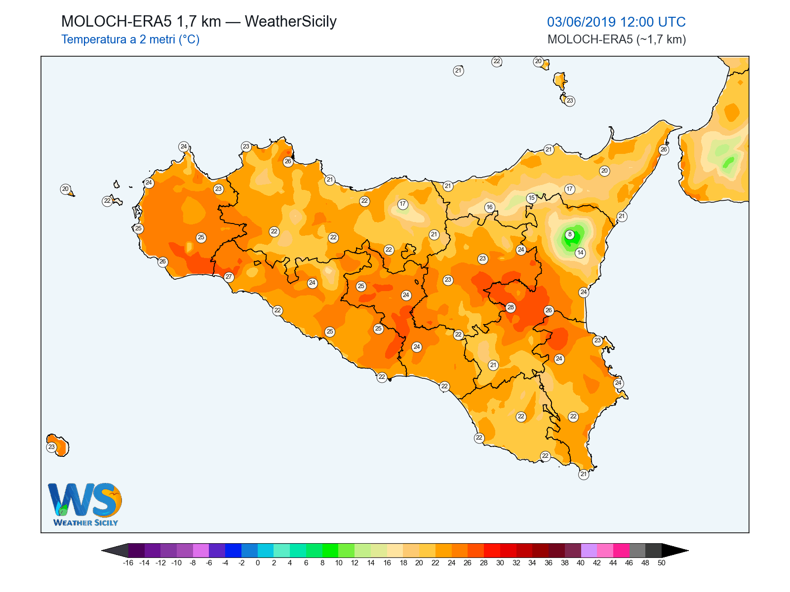 Temperatura a 2 metri · 2019060312