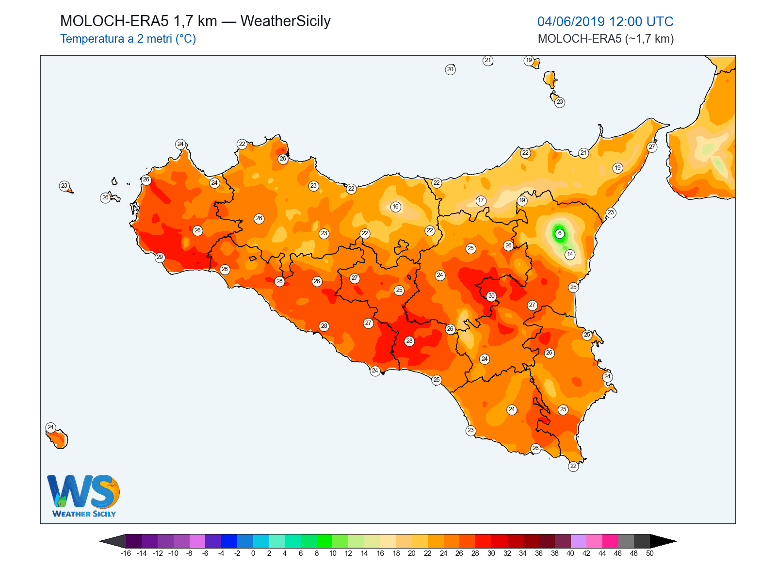 Temperatura a 2 metri · 2019060412