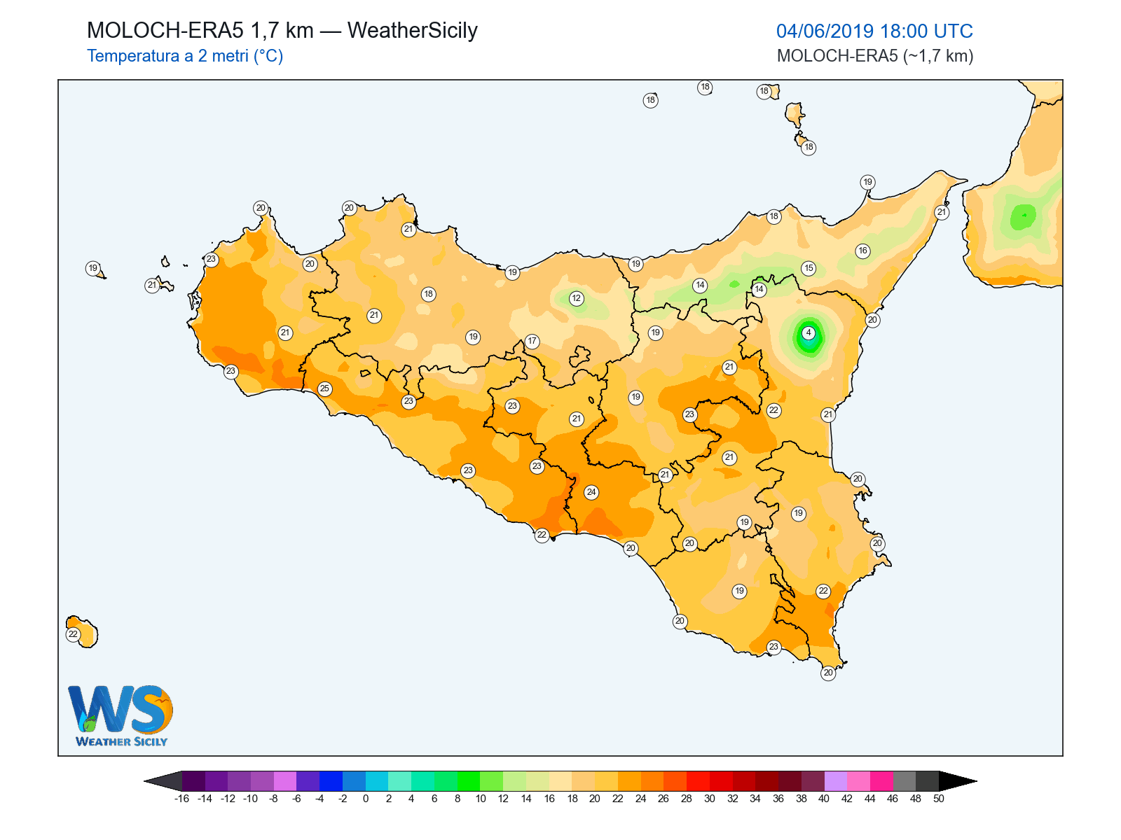 Temperatura a 2 metri · 2019060418