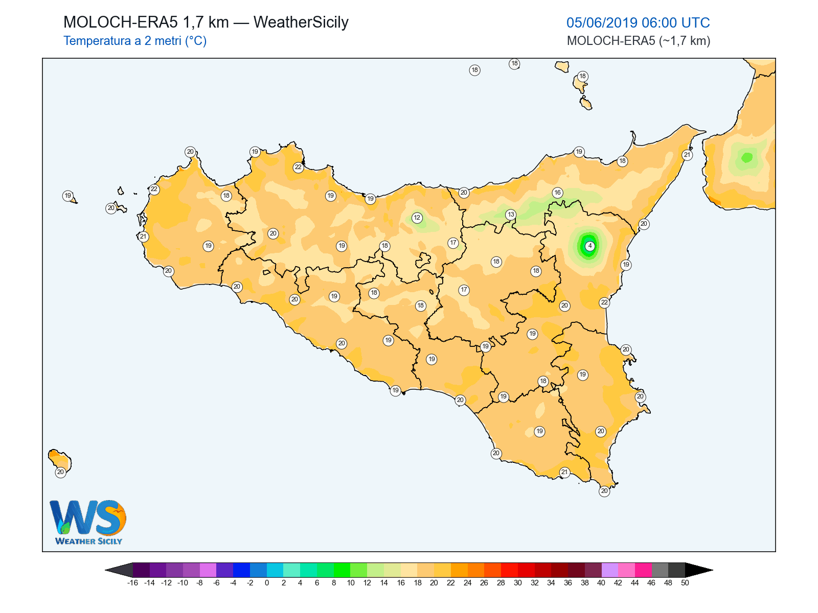 Temperatura a 2 metri · 2019060506