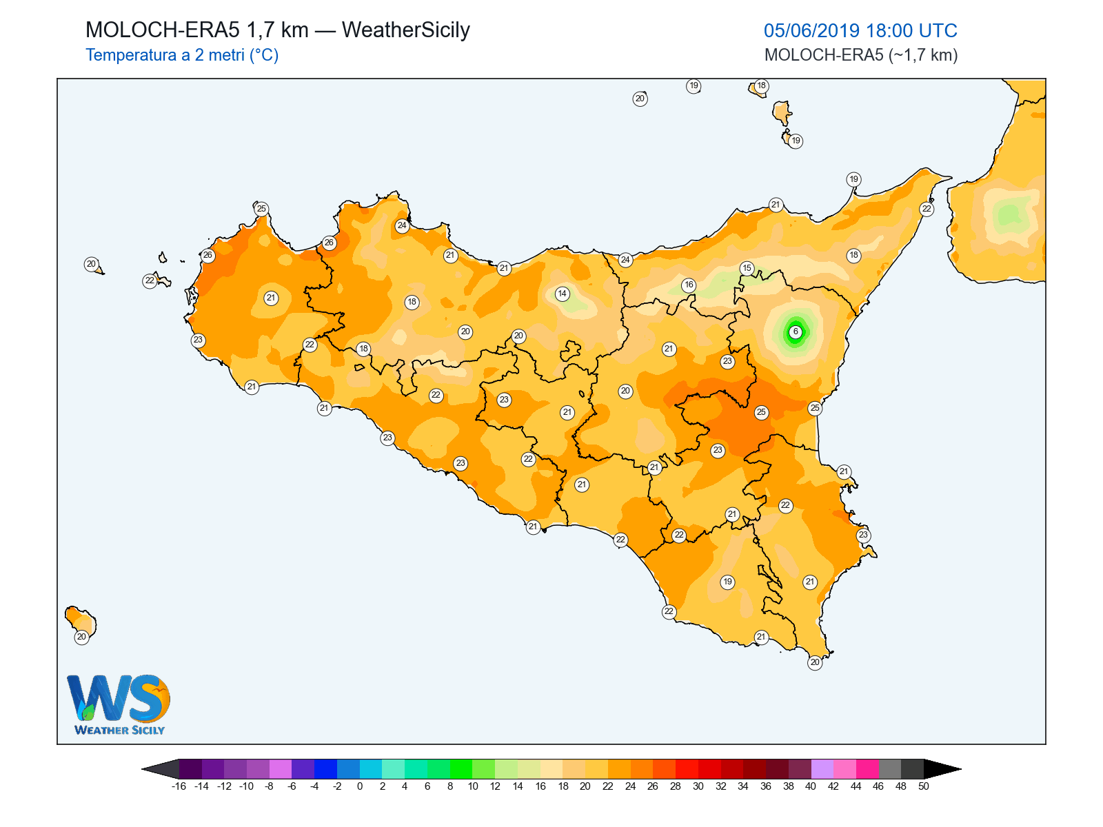 Temperatura a 2 metri · 2019060518