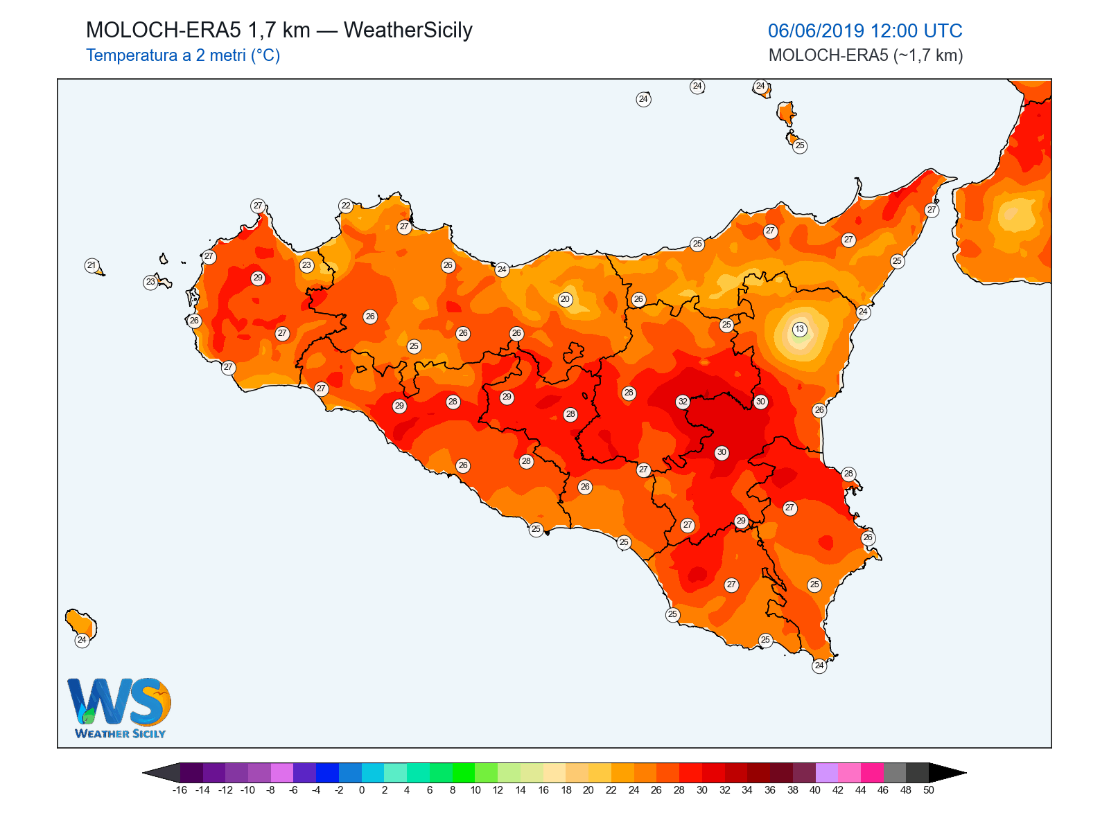 Temperatura a 2 metri · 2019060612