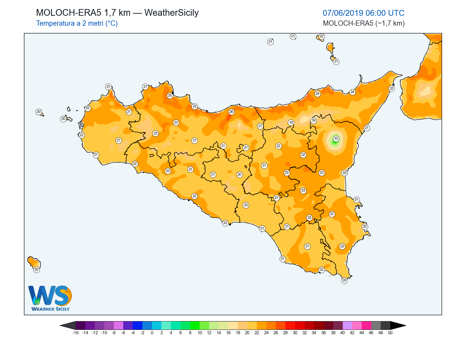 Temperatura a 2 metri · 2019060706