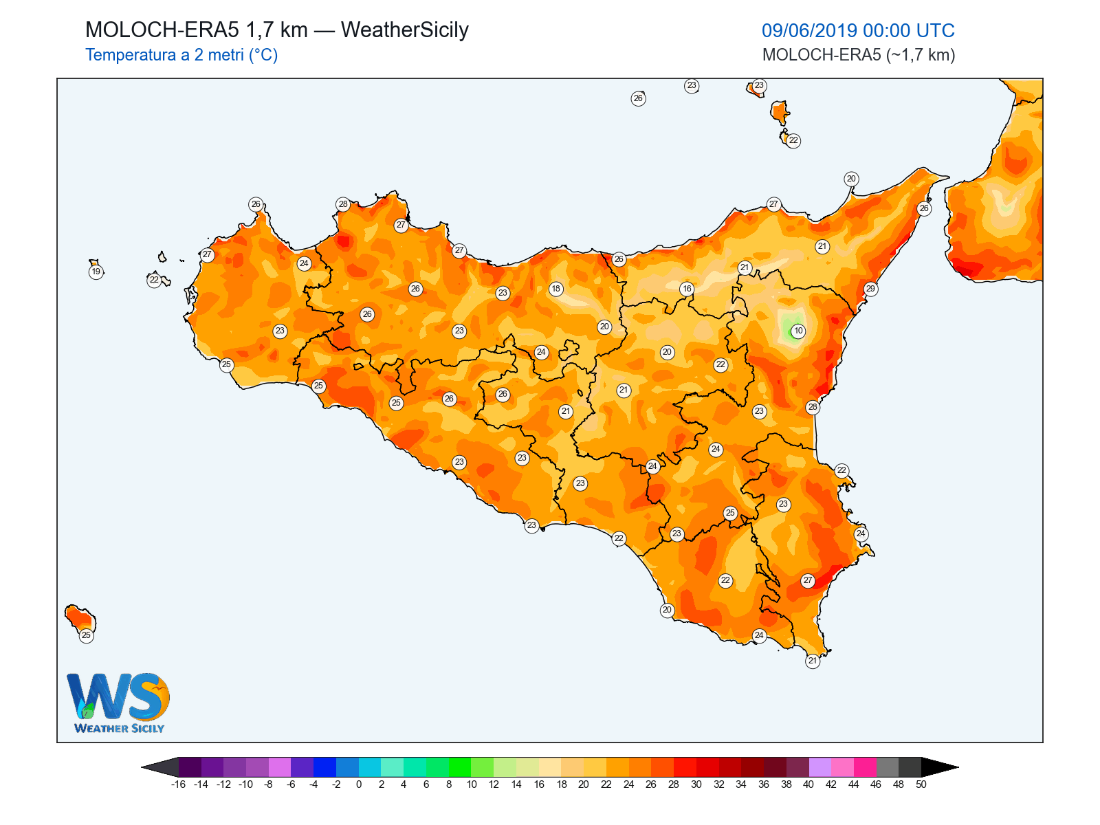 Temperatura a 2 metri · 2019060900