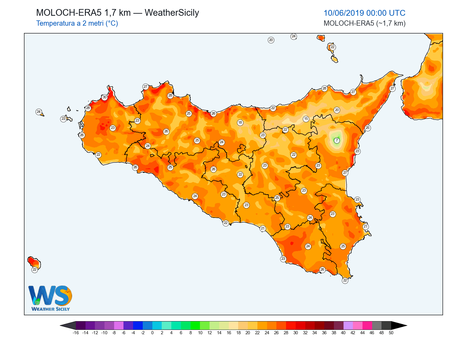 Temperatura a 2 metri · 2019061000