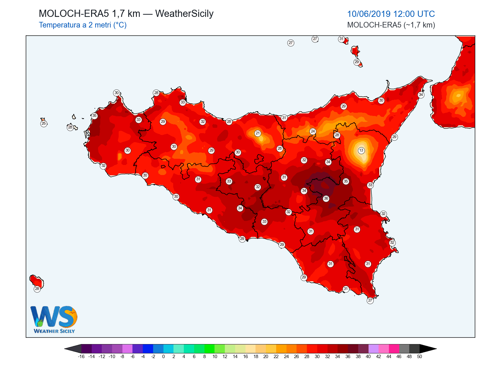 Temperatura a 2 metri · 2019061012