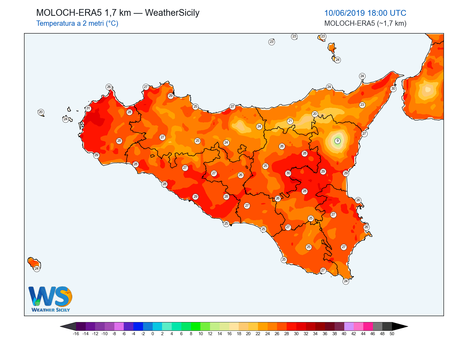 Temperatura a 2 metri · 2019061018