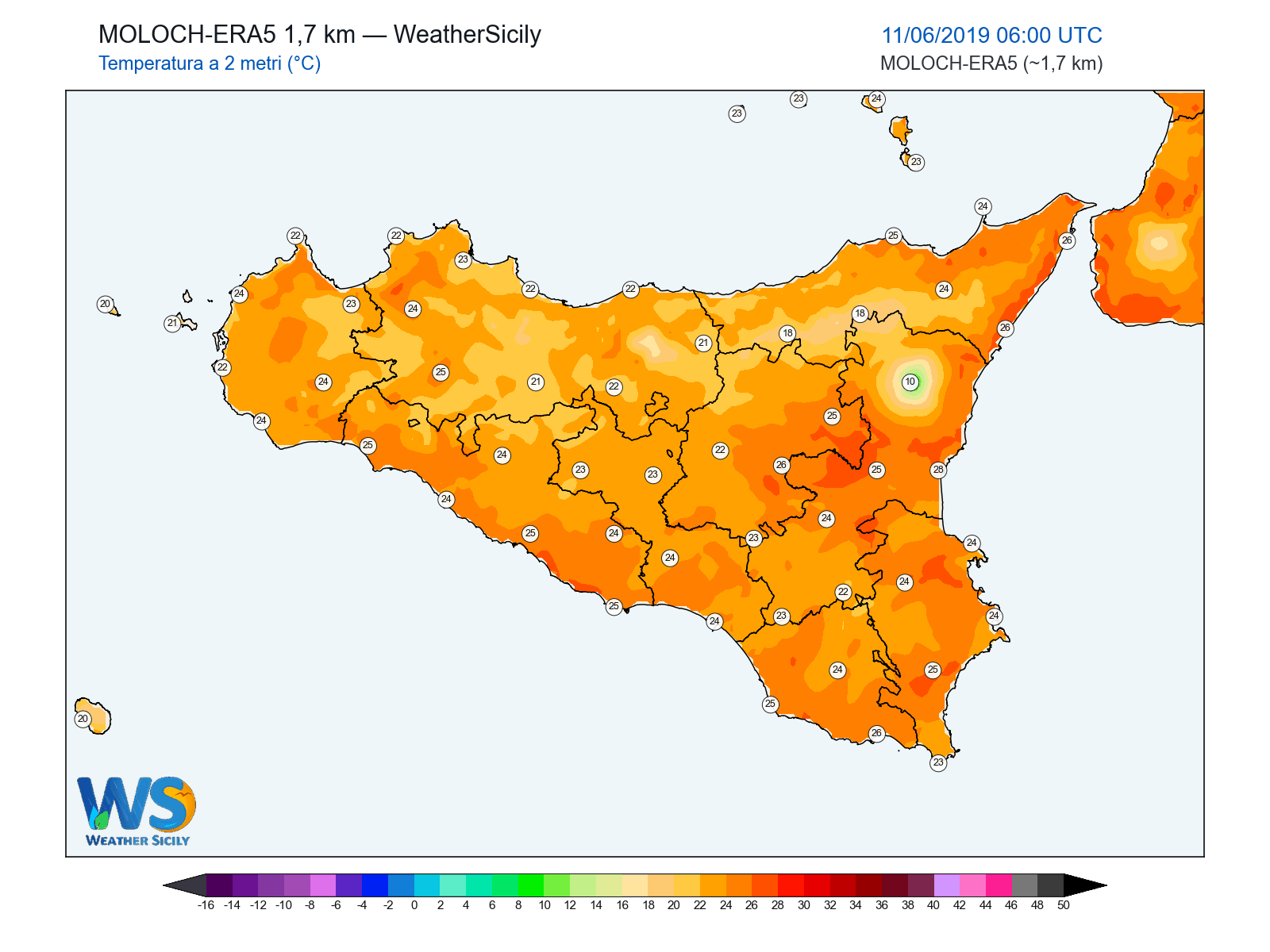 Temperatura a 2 metri · 2019061106