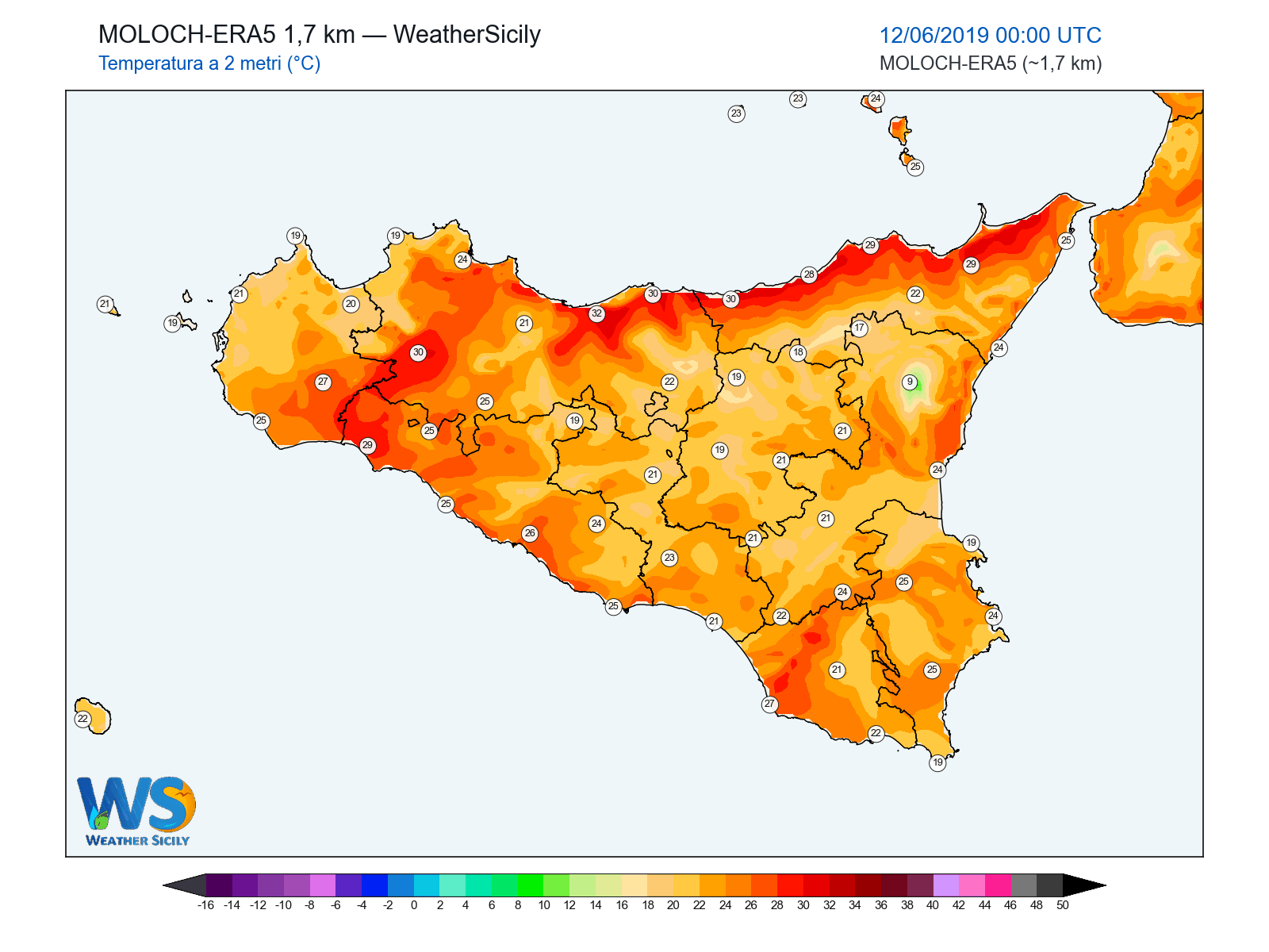 Temperatura a 2 metri · 2019061200