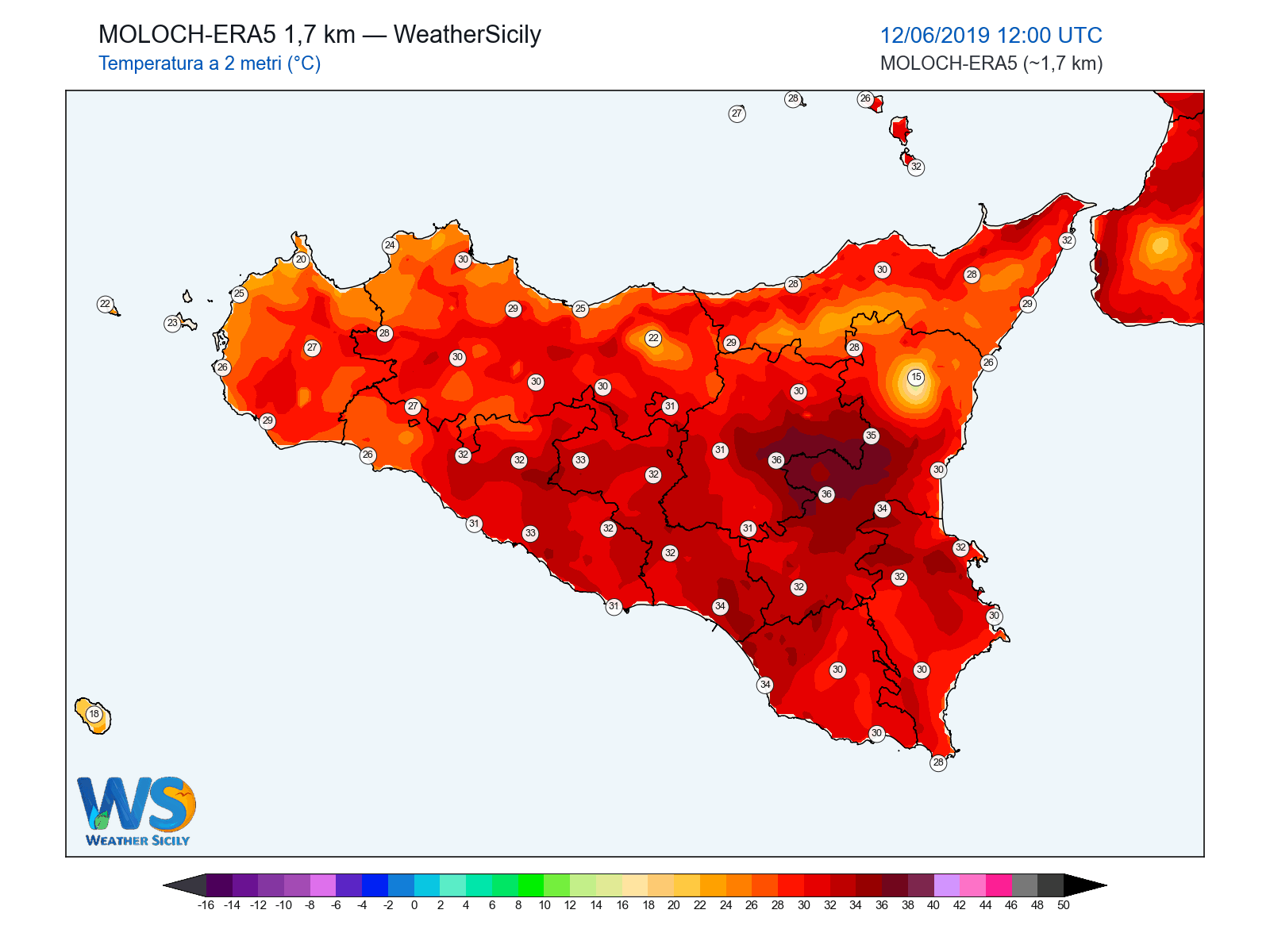 Temperatura a 2 metri · 2019061212