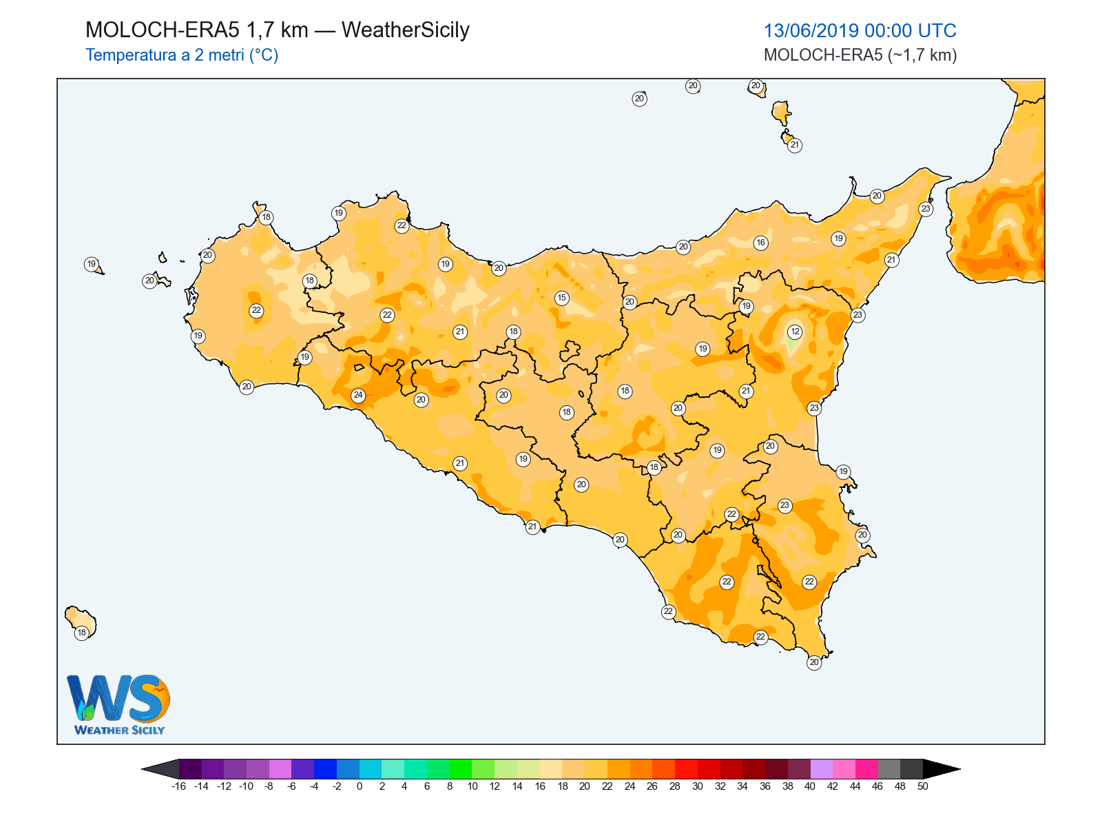 Temperatura a 2 metri · 2019061300