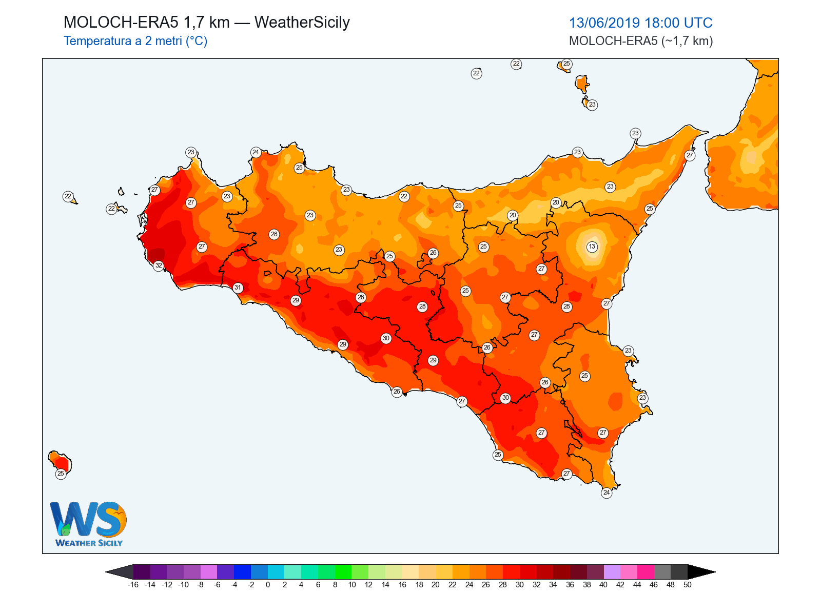 Temperatura a 2 metri · 2019061318