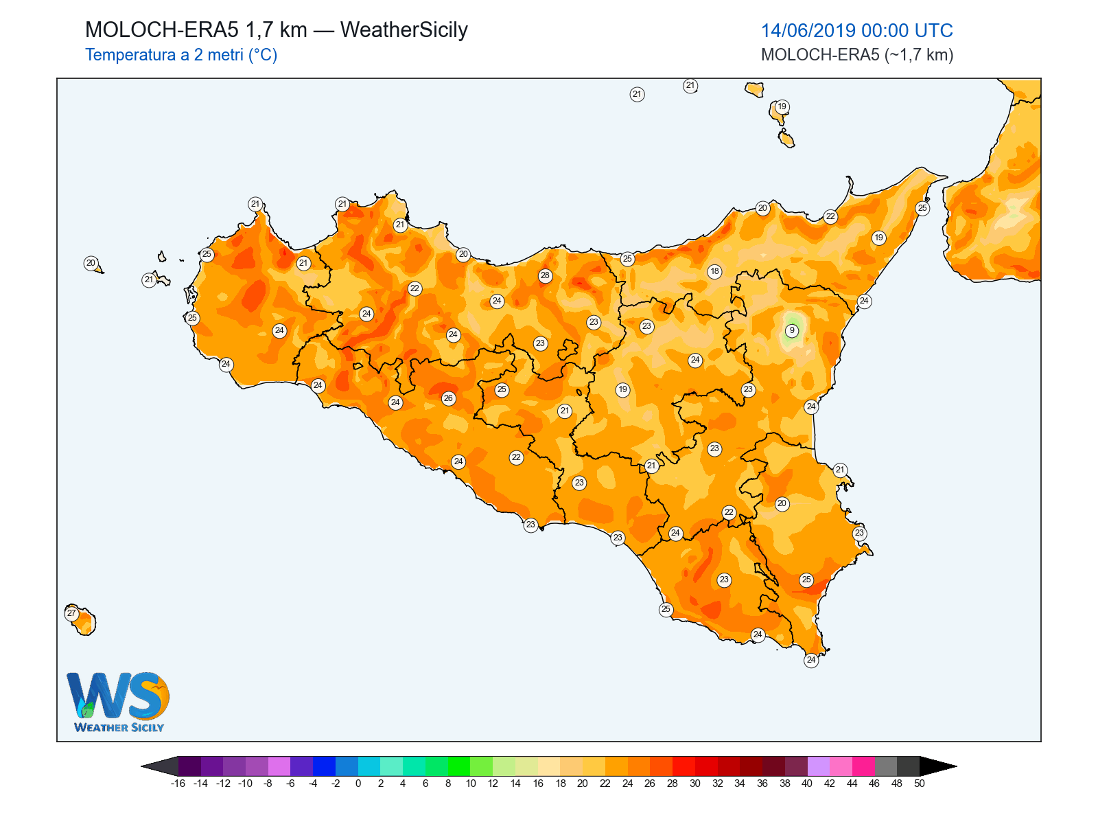 Temperatura a 2 metri · 2019061400