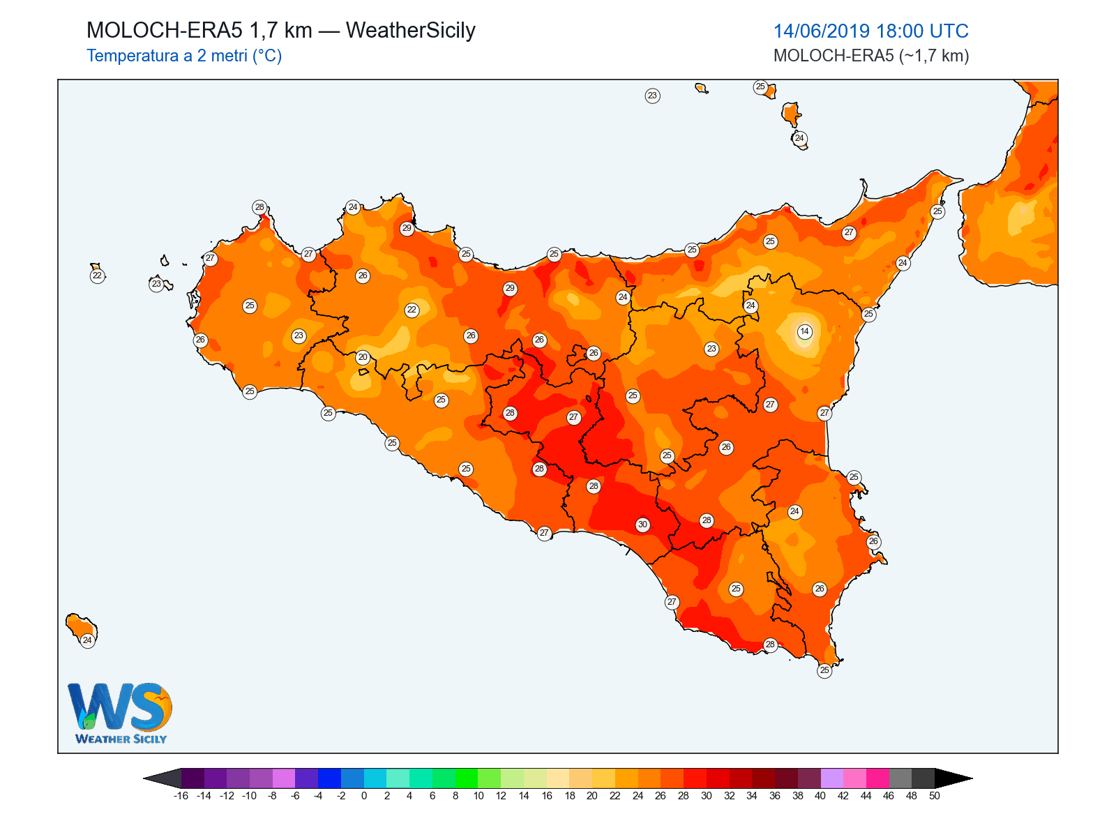Temperatura a 2 metri · 2019061418