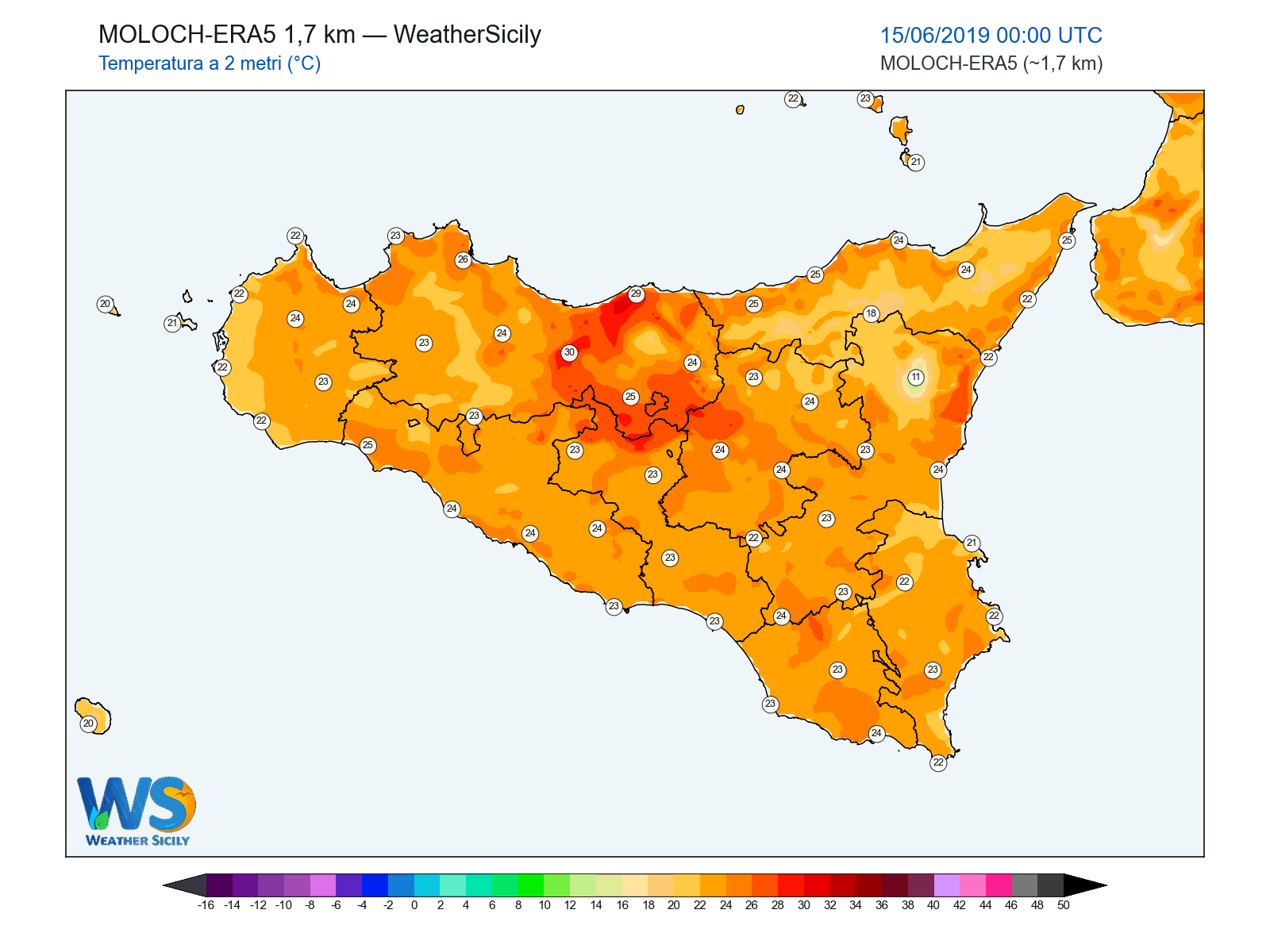 Temperatura a 2 metri · 2019061500