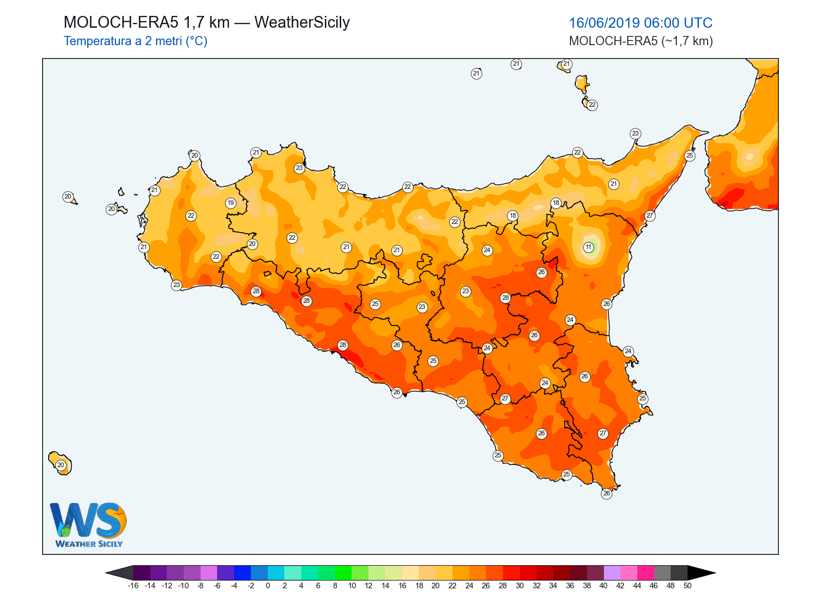 Temperatura a 2 metri · 2019061606