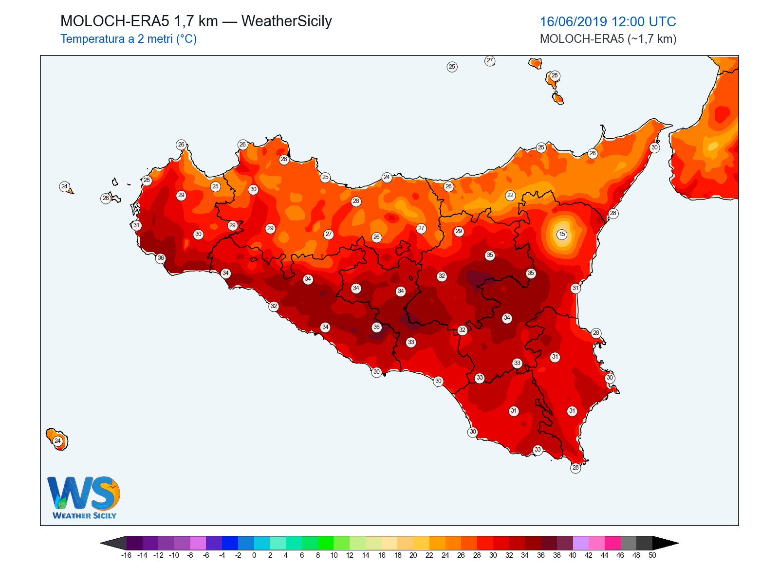 Temperatura a 2 metri · 2019061612