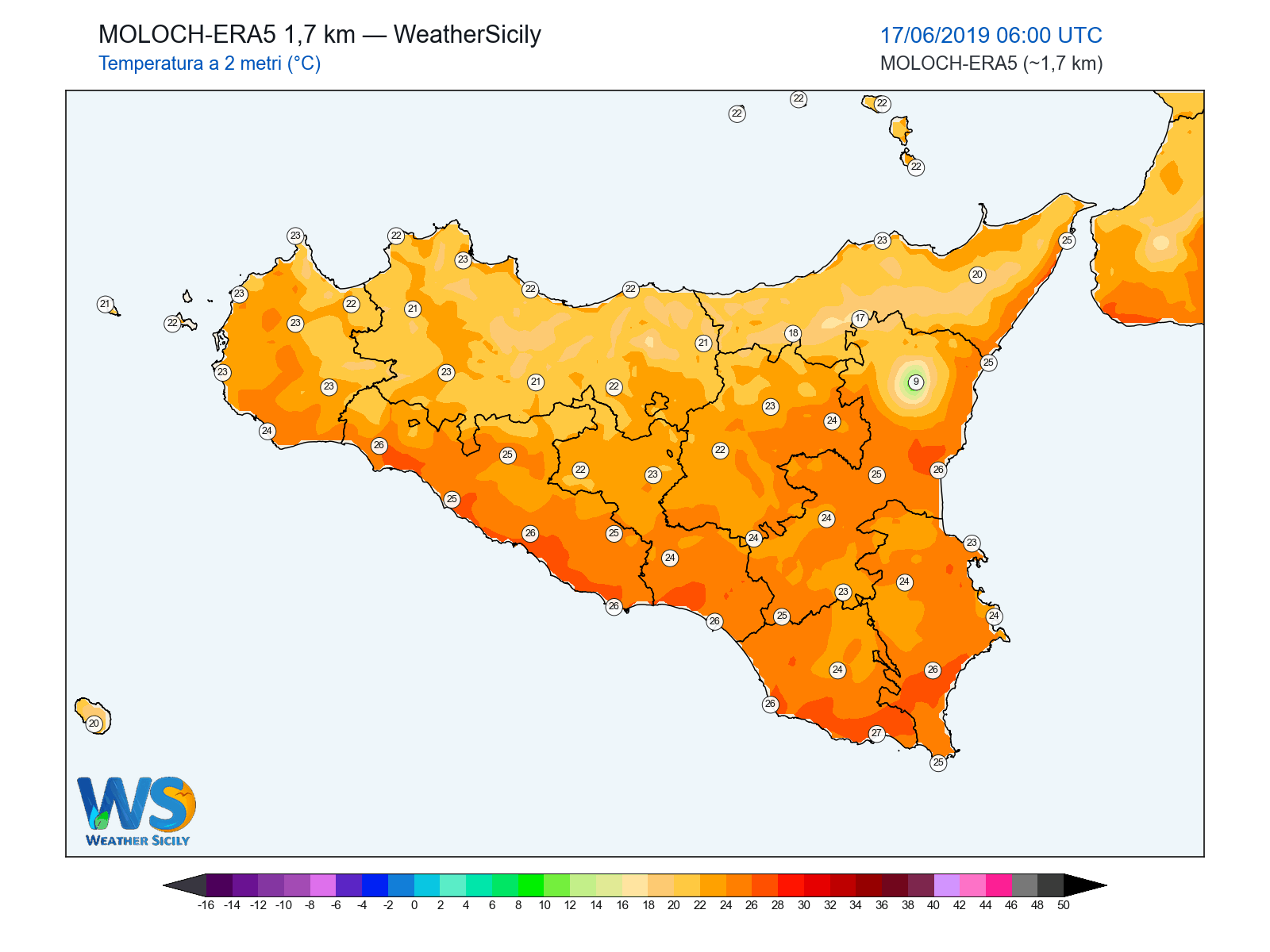 Temperatura a 2 metri · 2019061706