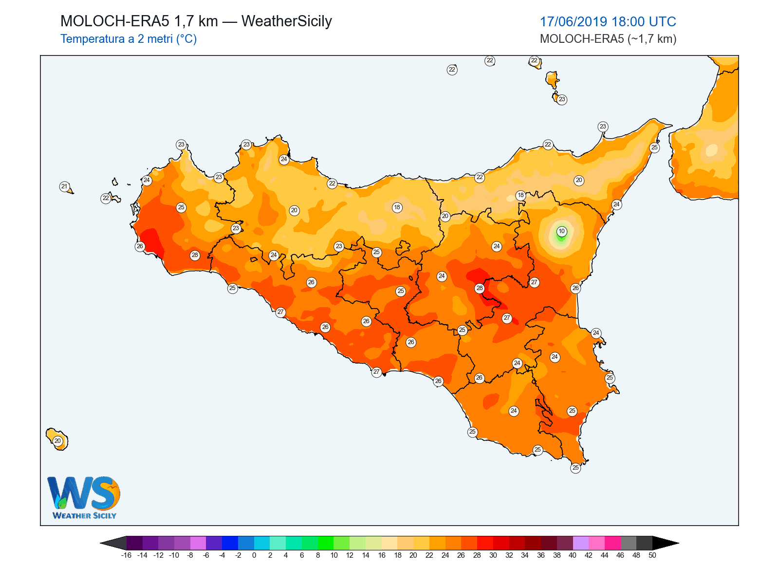 Temperatura a 2 metri · 2019061718