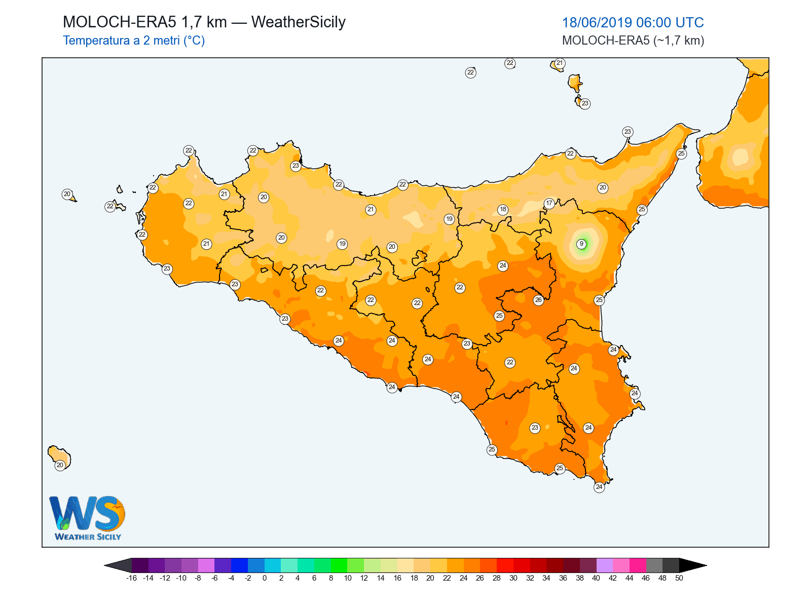 Temperatura a 2 metri · 2019061806