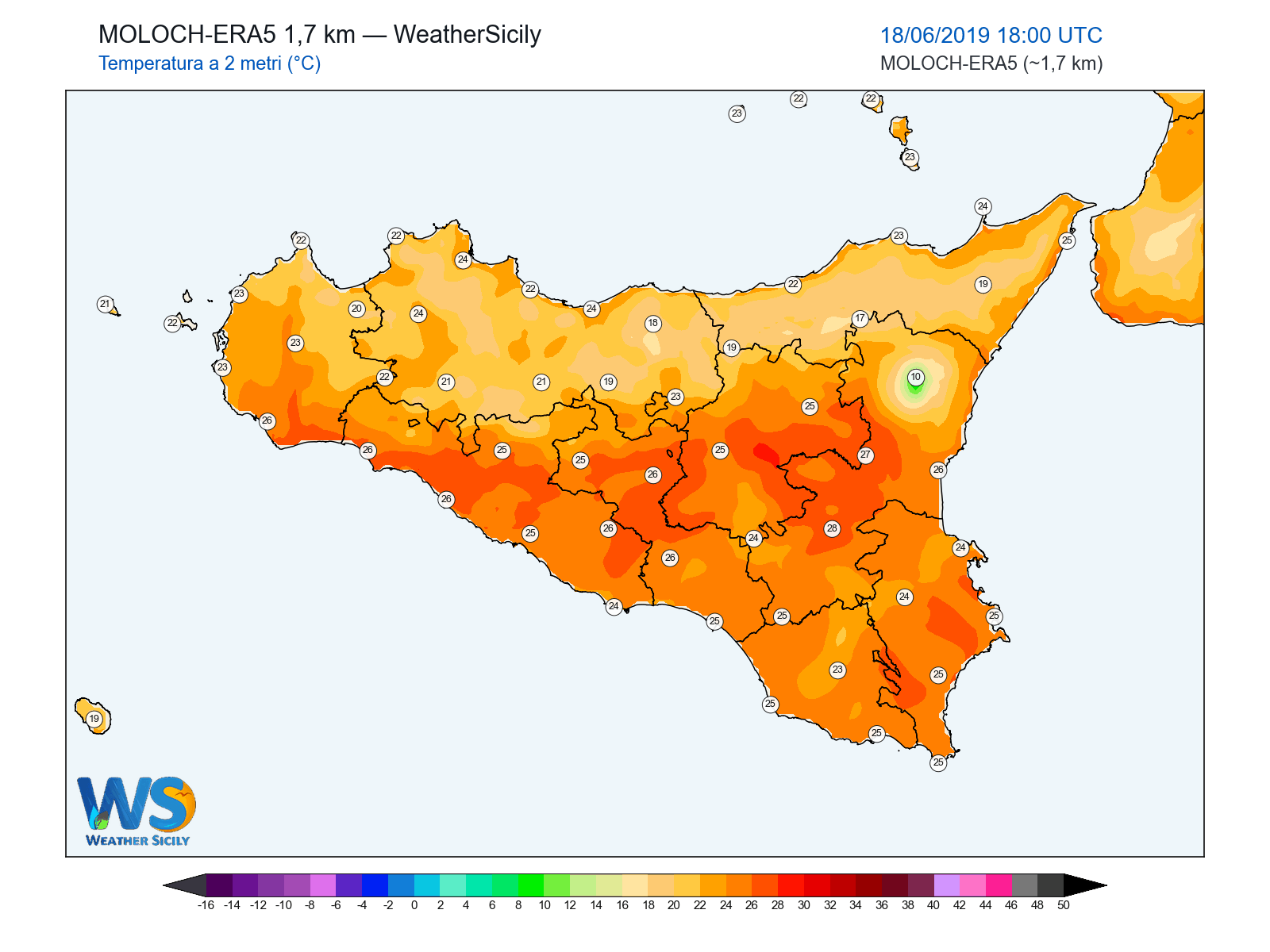 Temperatura a 2 metri · 2019061818