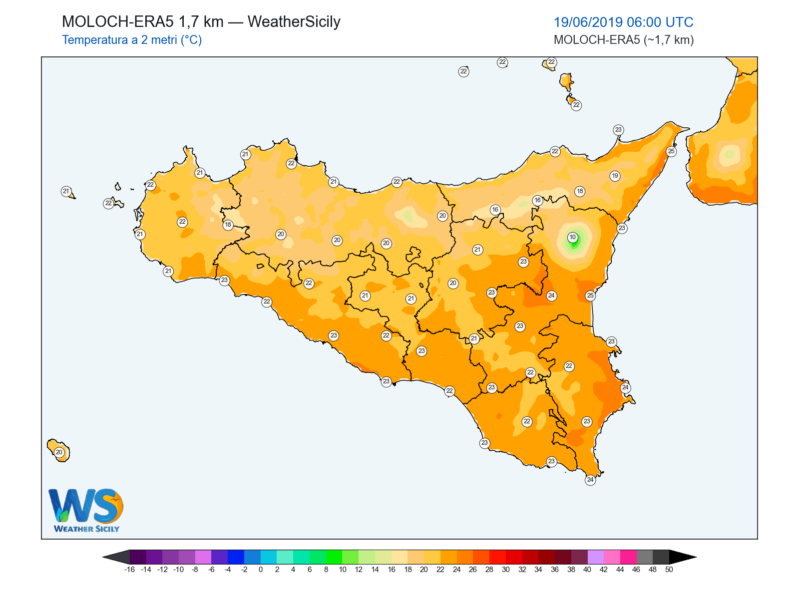 Temperatura a 2 metri · 2019061906