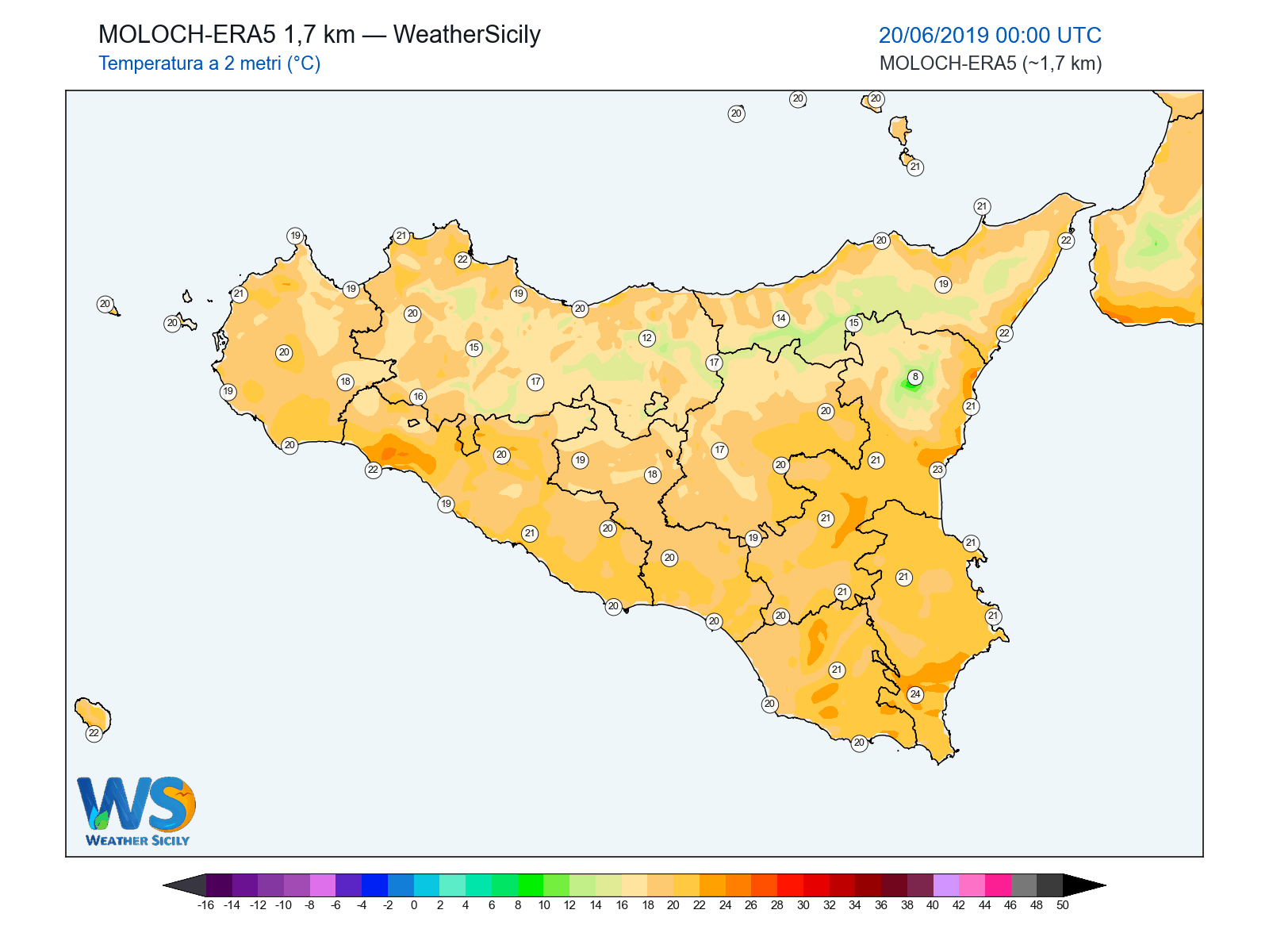 Temperatura a 2 metri · 2019062000