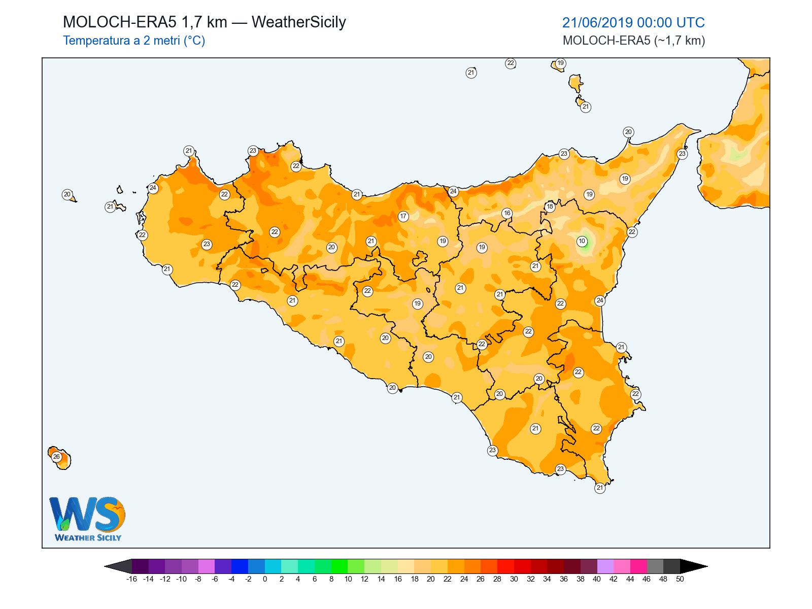 Temperatura a 2 metri · 2019062100