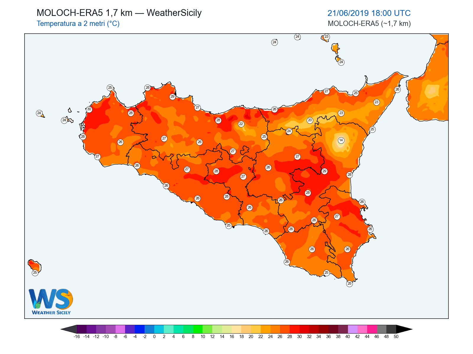 Temperatura a 2 metri · 2019062118