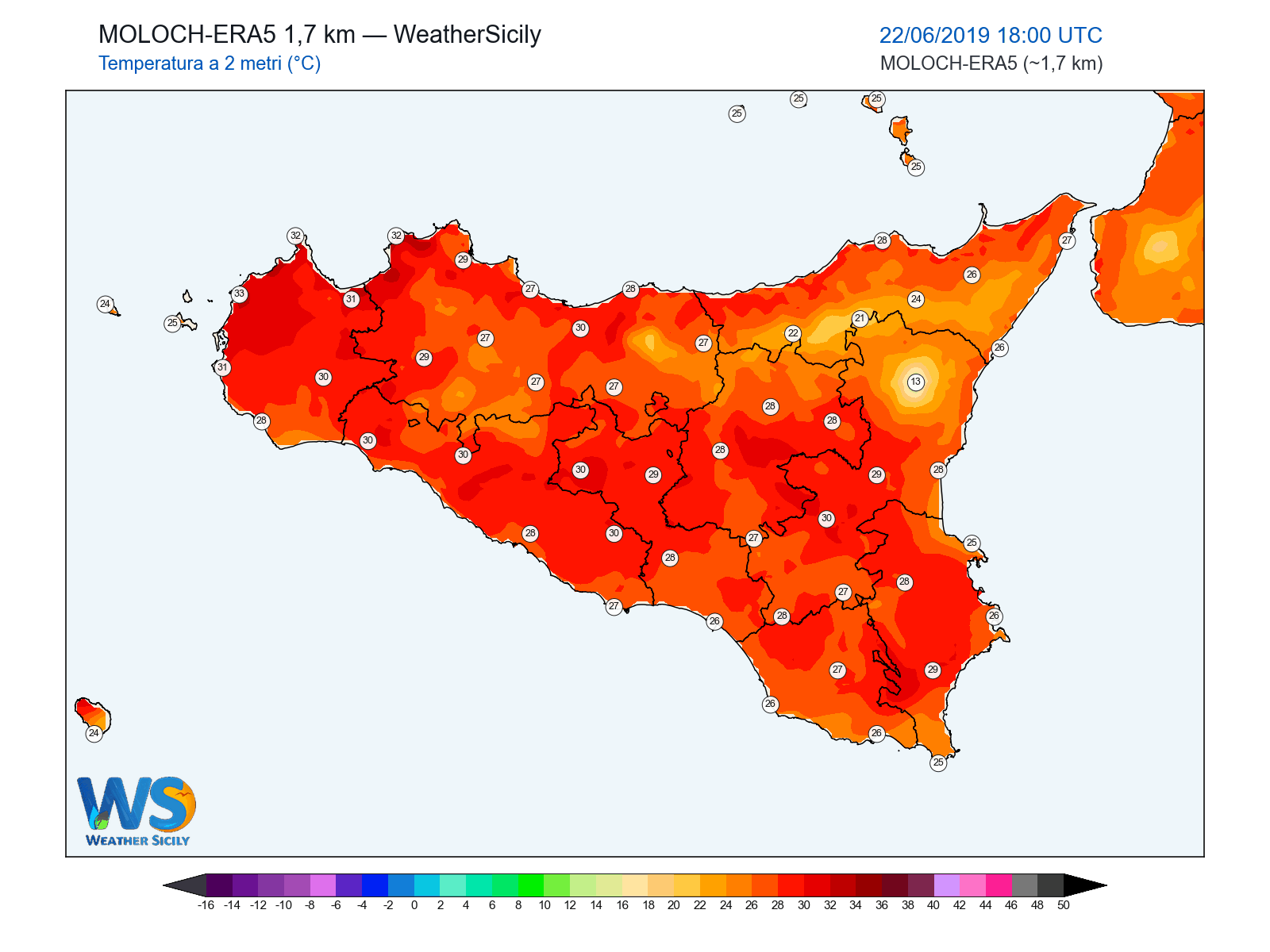 Temperatura a 2 metri · 2019062218