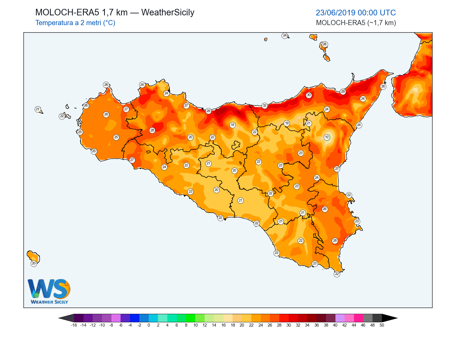Temperatura a 2 metri · 2019062300