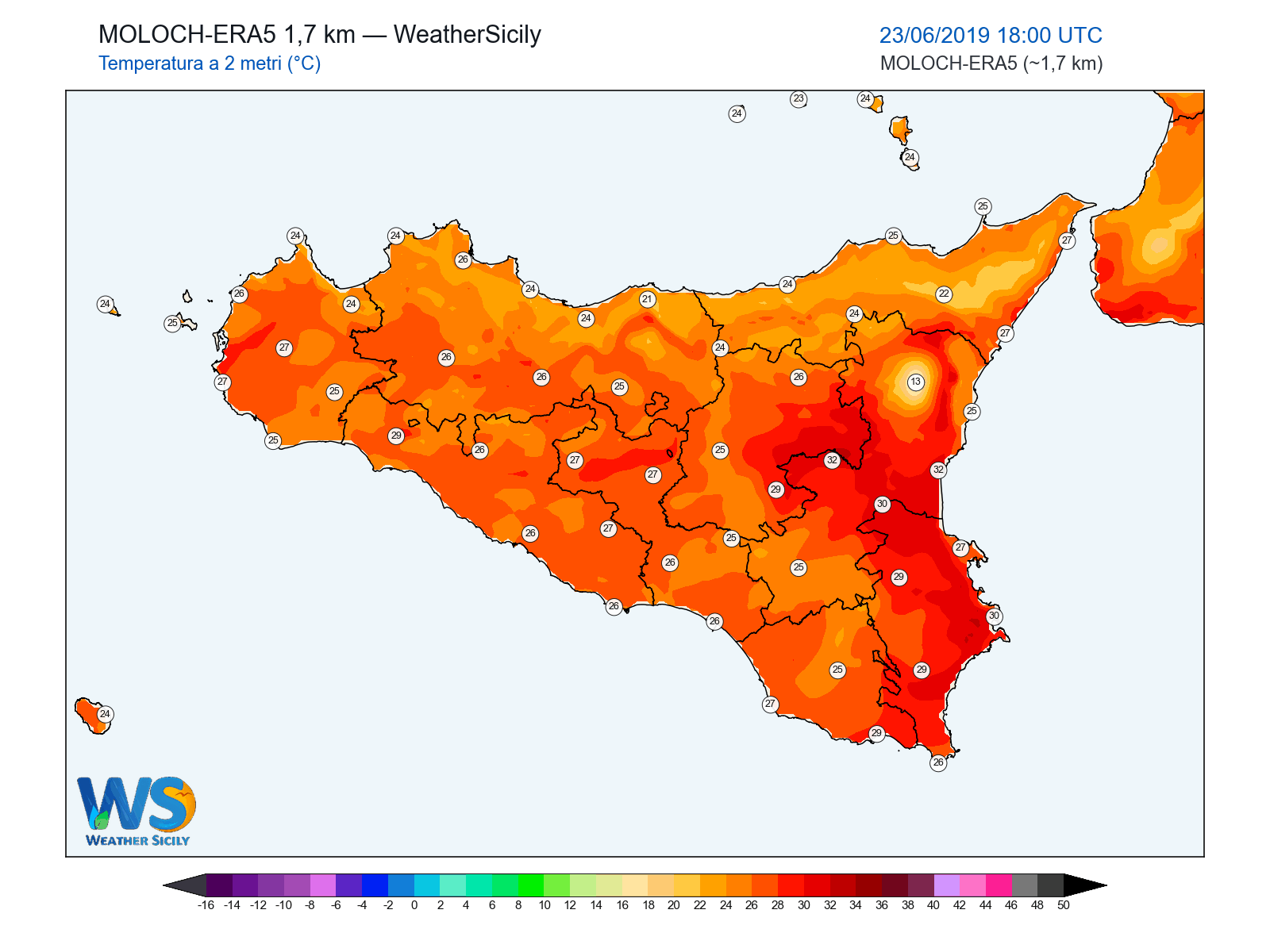 Temperatura a 2 metri · 2019062318