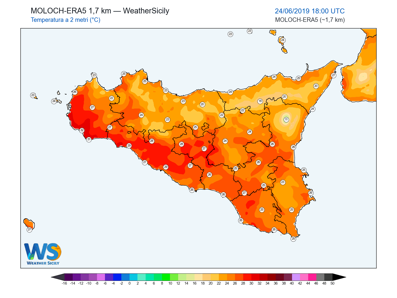 Temperatura a 2 metri · 2019062418