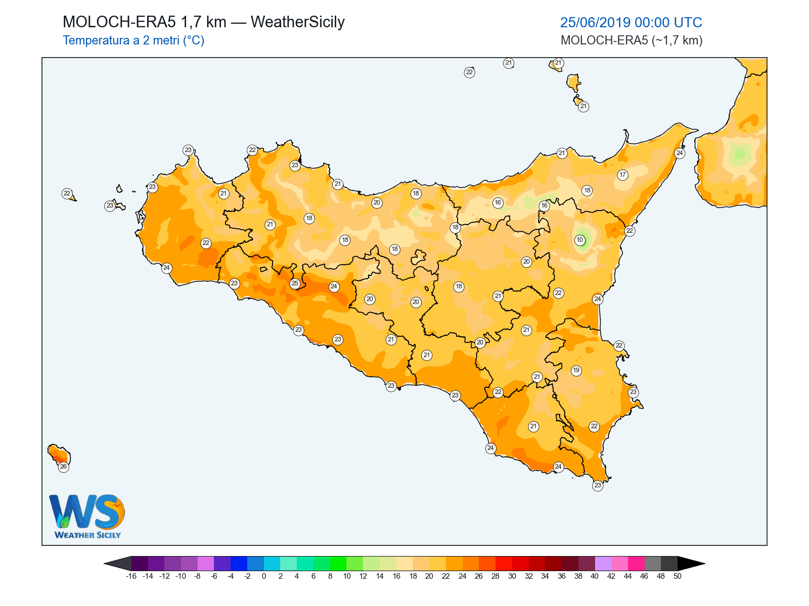 Temperatura a 2 metri · 2019062500
