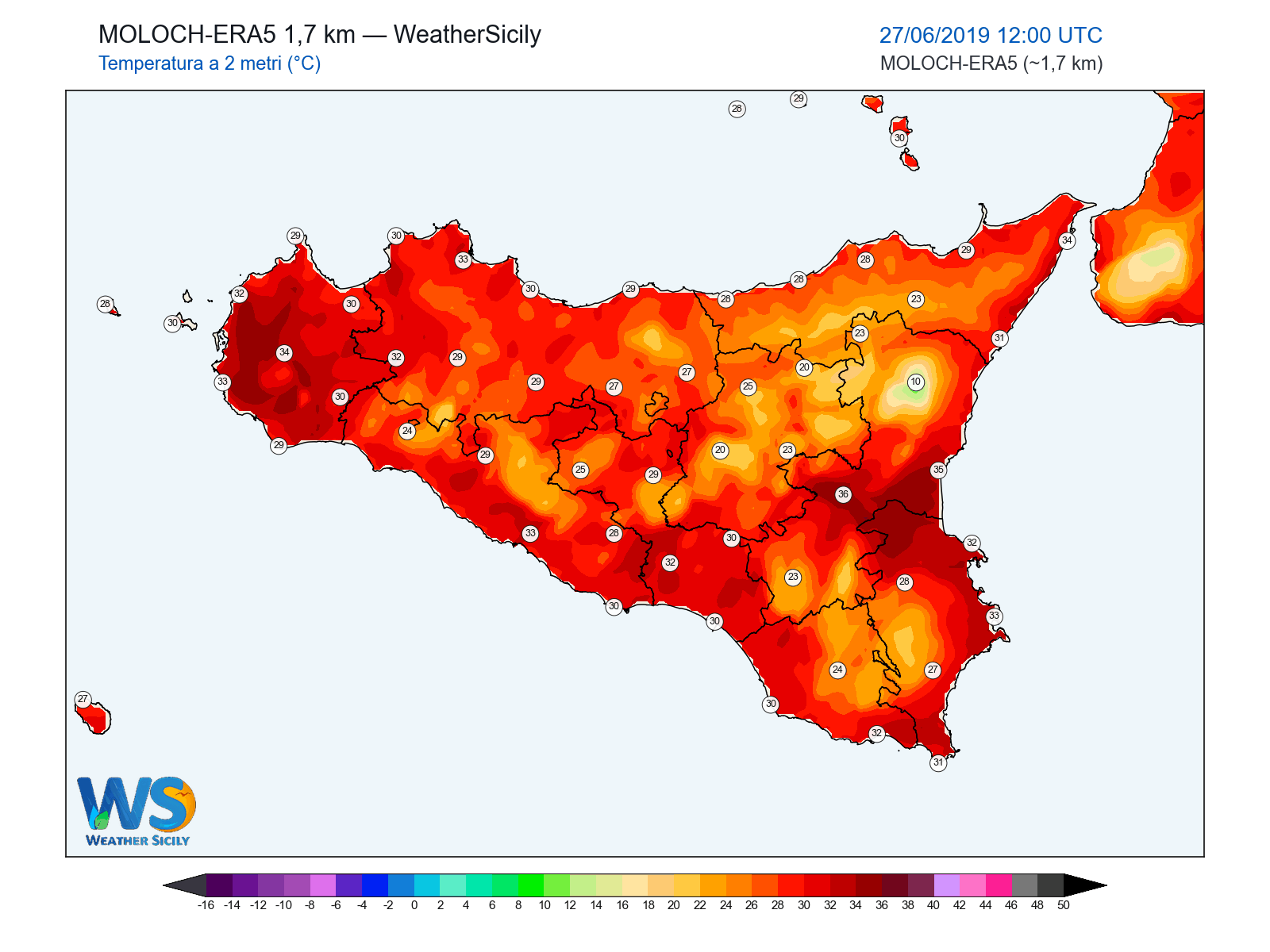 Temperatura a 2 metri · 2019062712