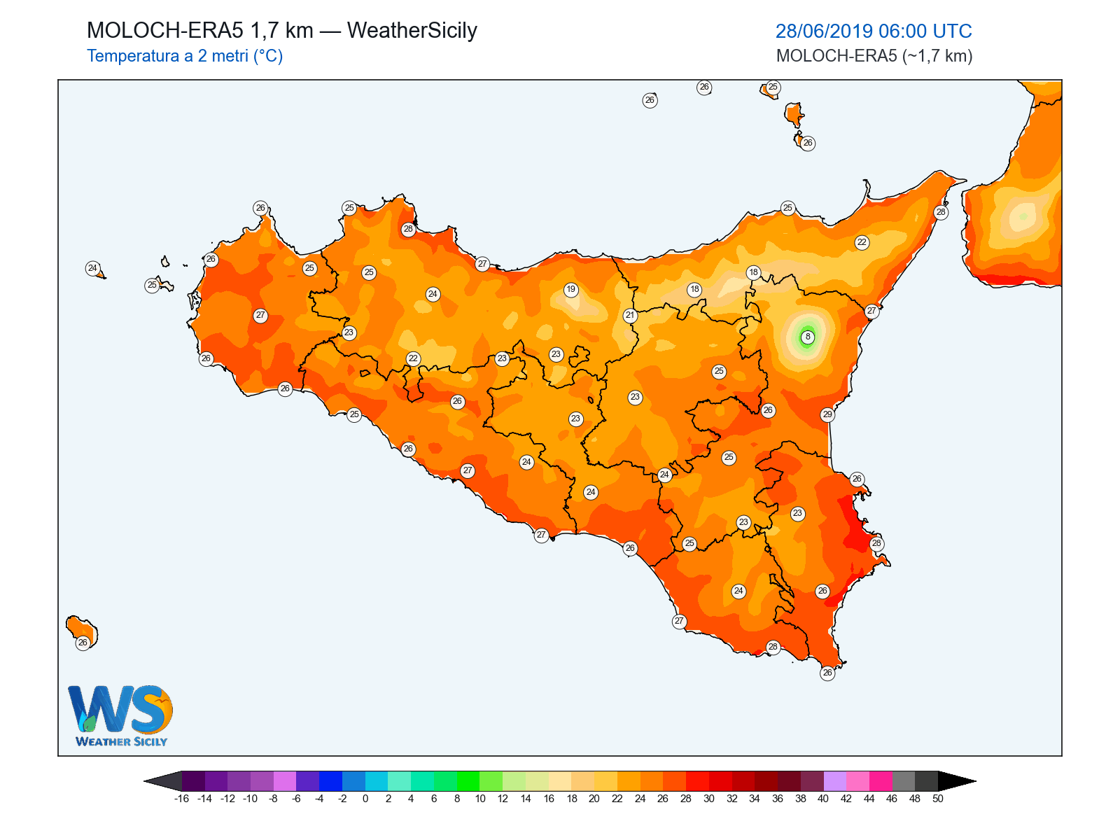 Temperatura a 2 metri · 2019062806