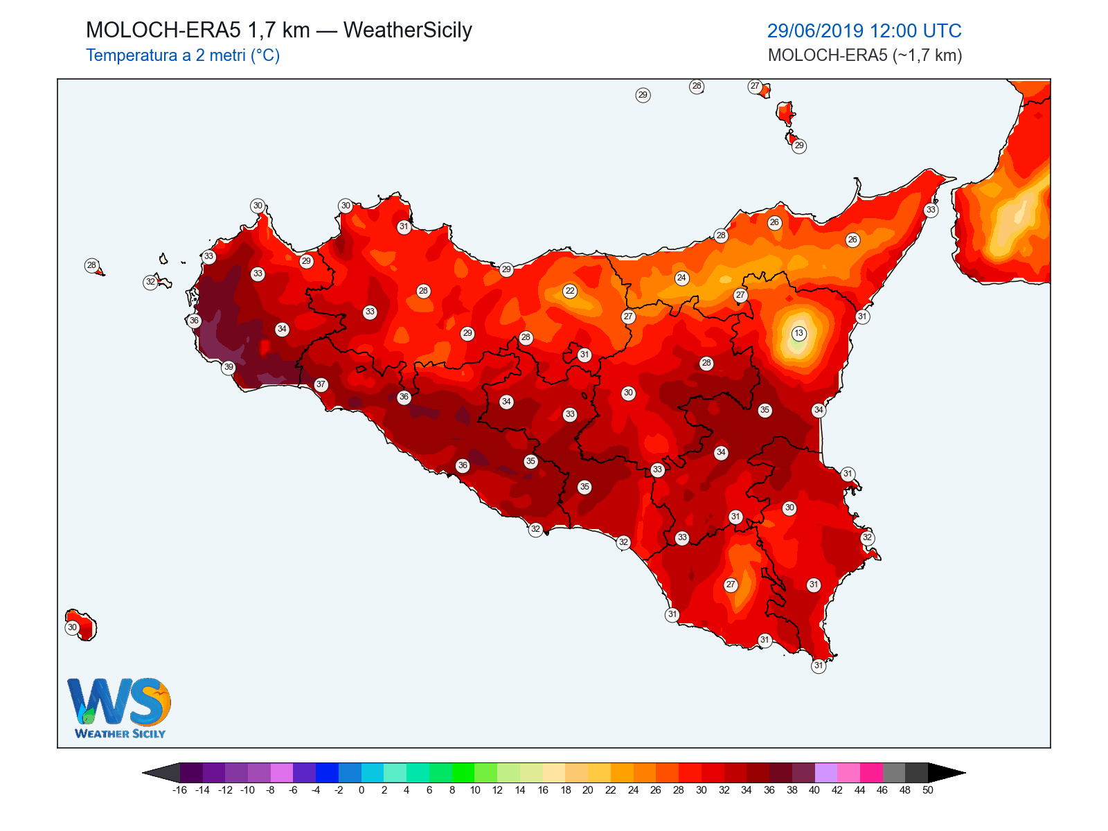 Temperatura a 2 metri · 2019062912