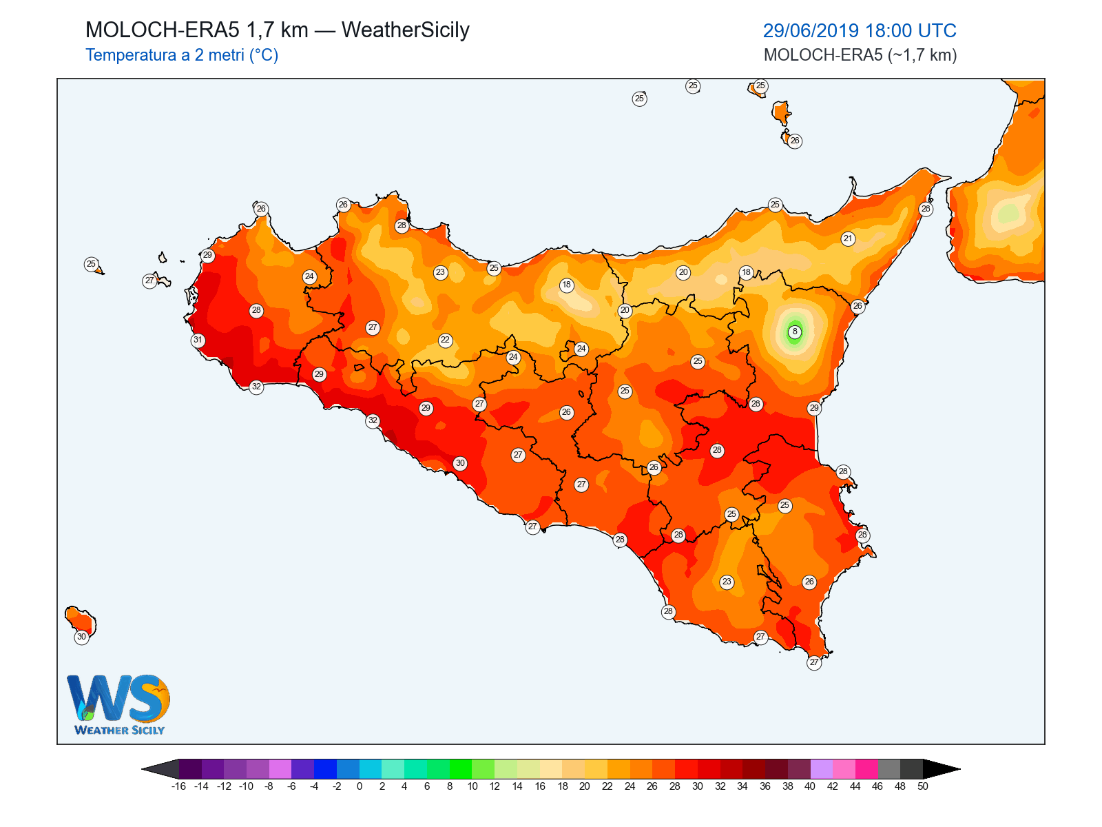Temperatura a 2 metri · 2019062918