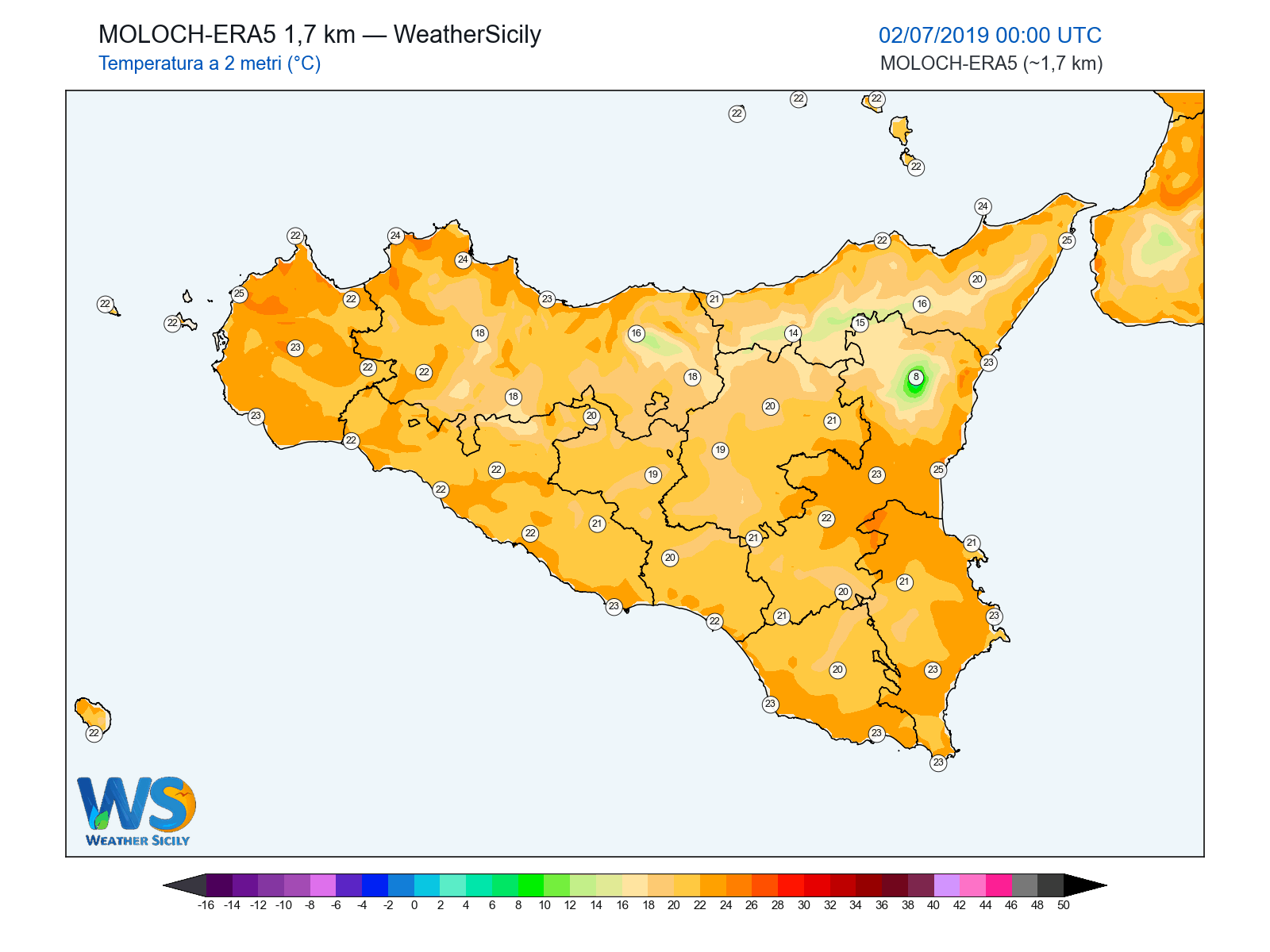 Temperatura a 2 metri · 2019070200