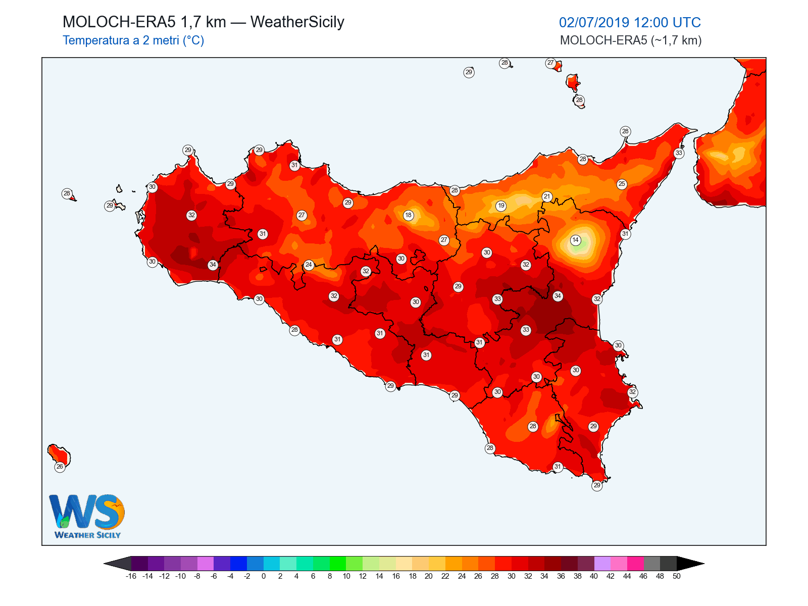 Temperatura a 2 metri · 2019070212